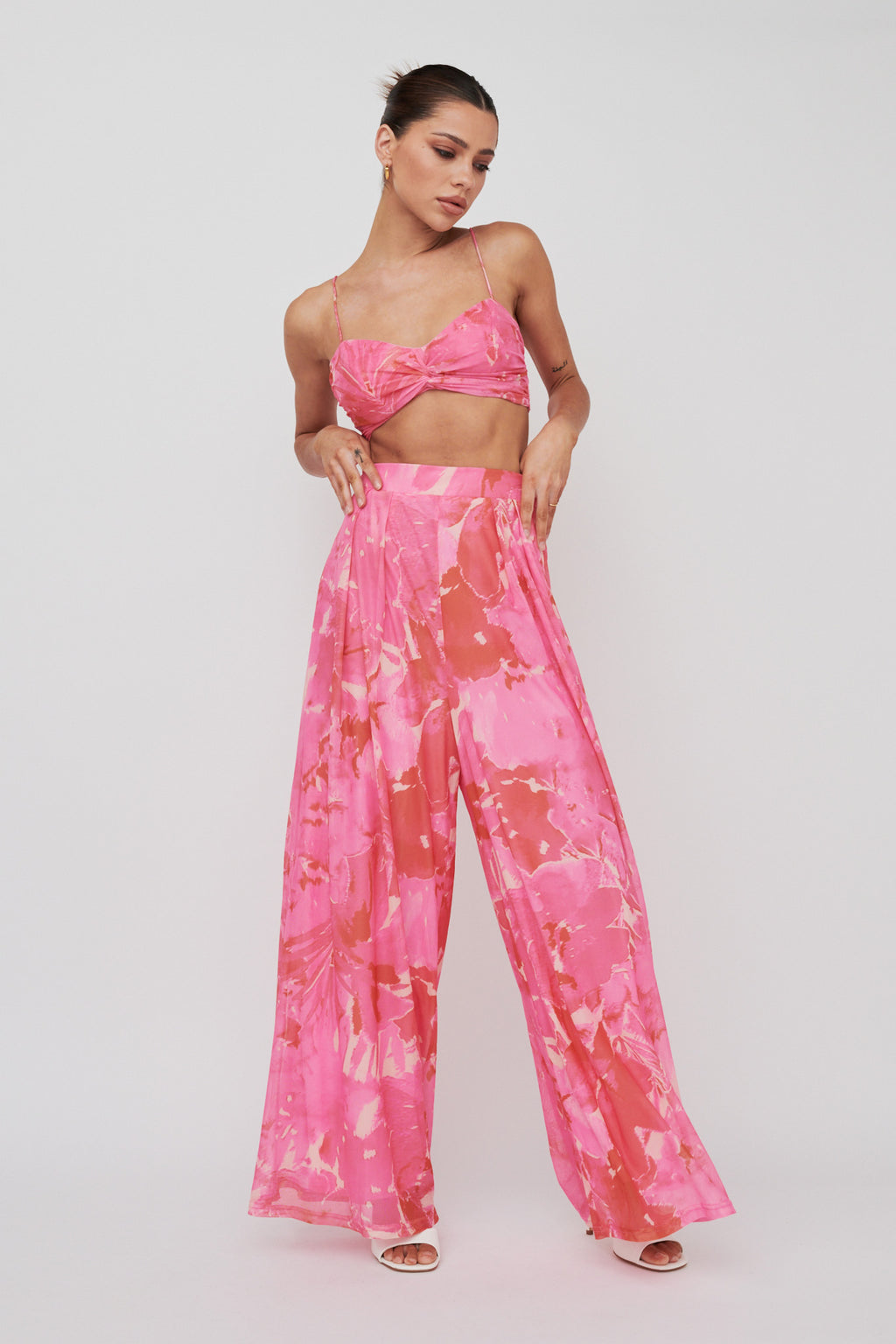 Tammi Wide Leg Pants Print Blush by Selfie Leslie