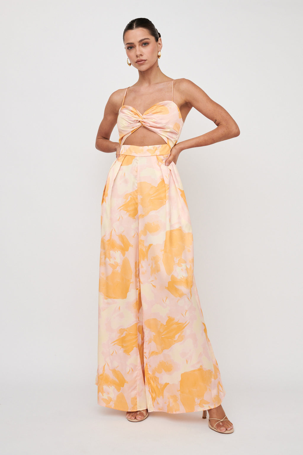 Tammi Cut-Out Waist Jumpsuit Abstract Yellow by Selfie Leslie