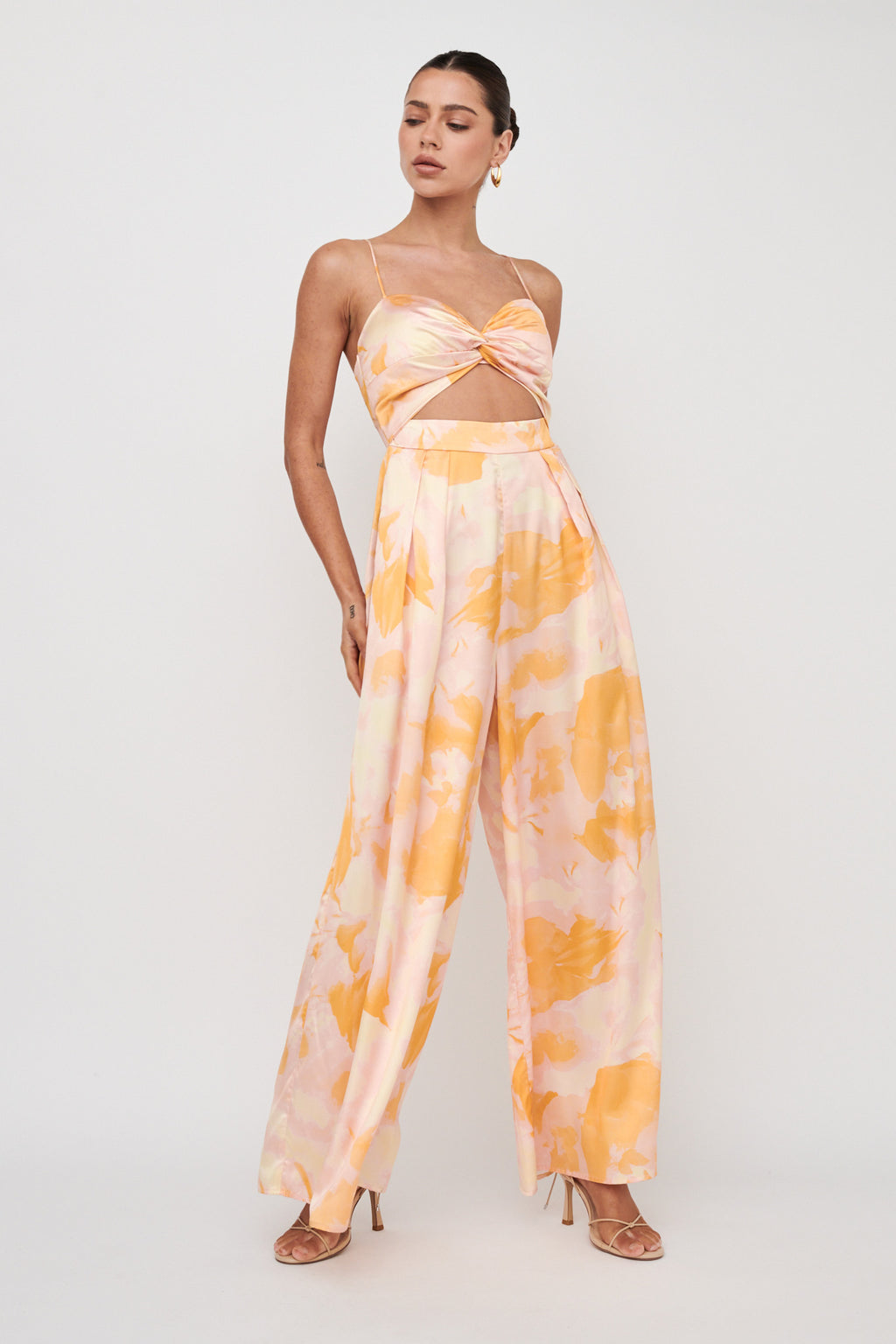 Tammi Cut-Out Waist Jumpsuit Abstract Yellow by Selfie Leslie