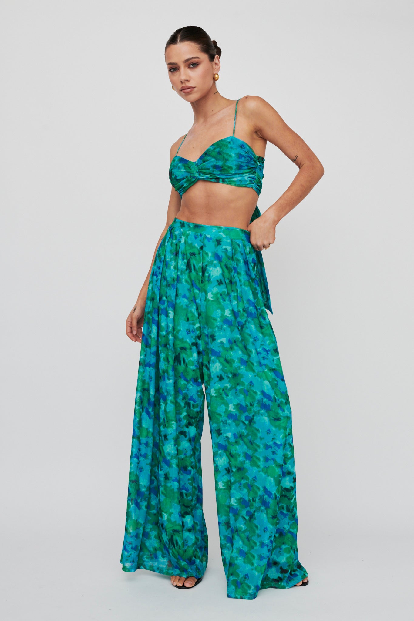 Tammi Wide Leg Pants Print Blush