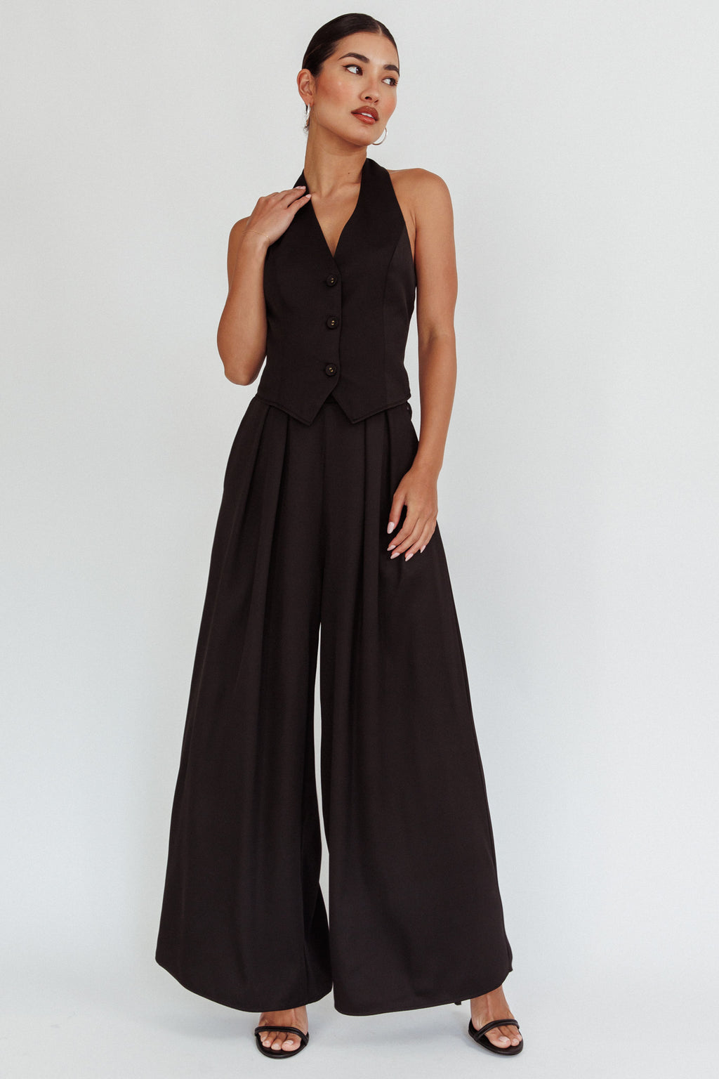 Tammi Wide Leg Pants Black by Selfie Leslie