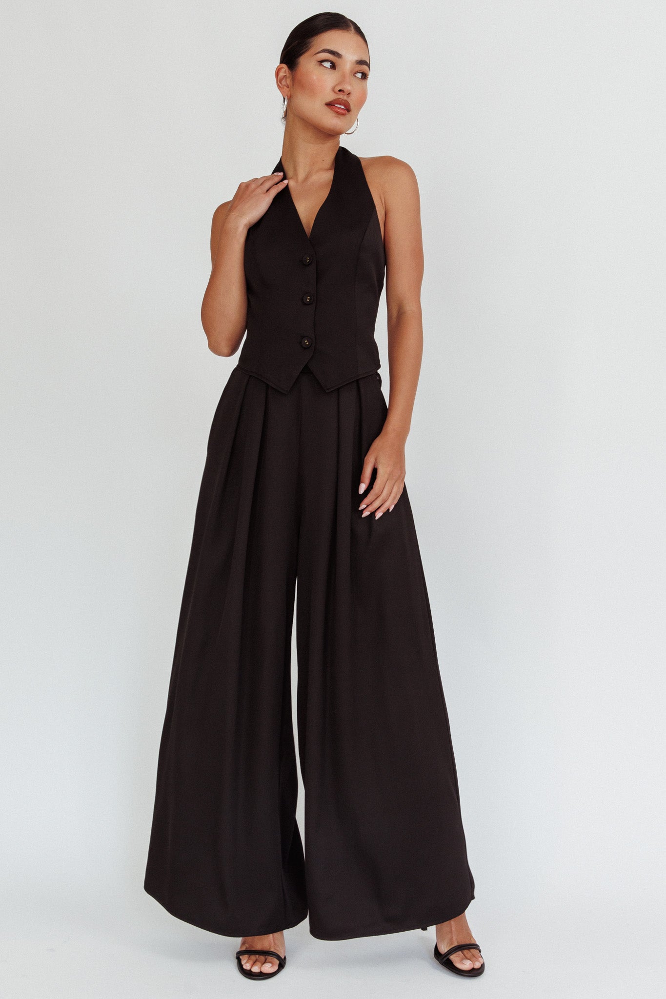 Tammi Wide Leg Pants Black by Selfie Leslie