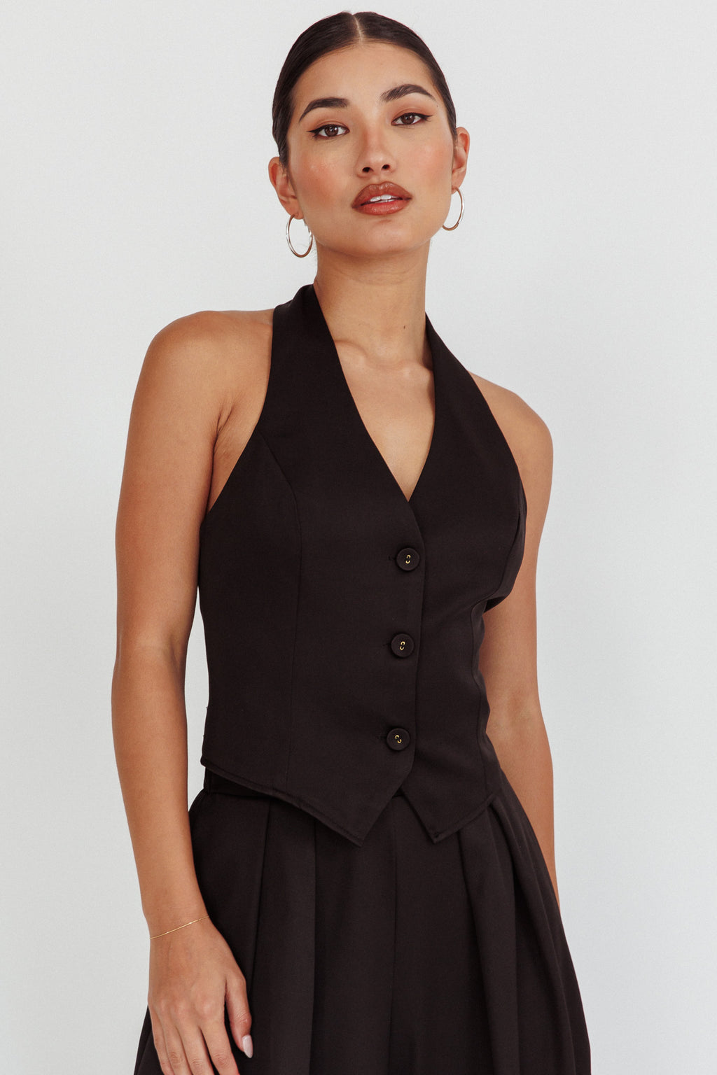 Tammi Halter Vest Top Black by Selfie Leslie