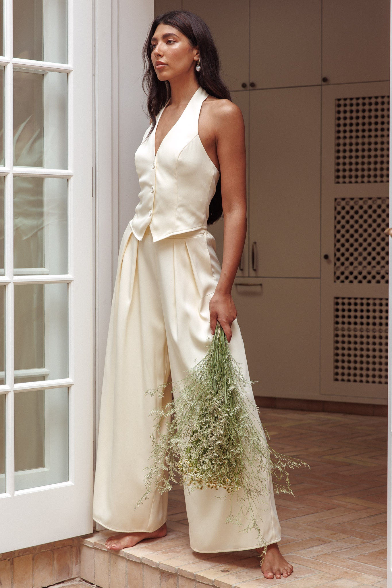 Tammi Halter Vest Top Butter by Selfie Leslie