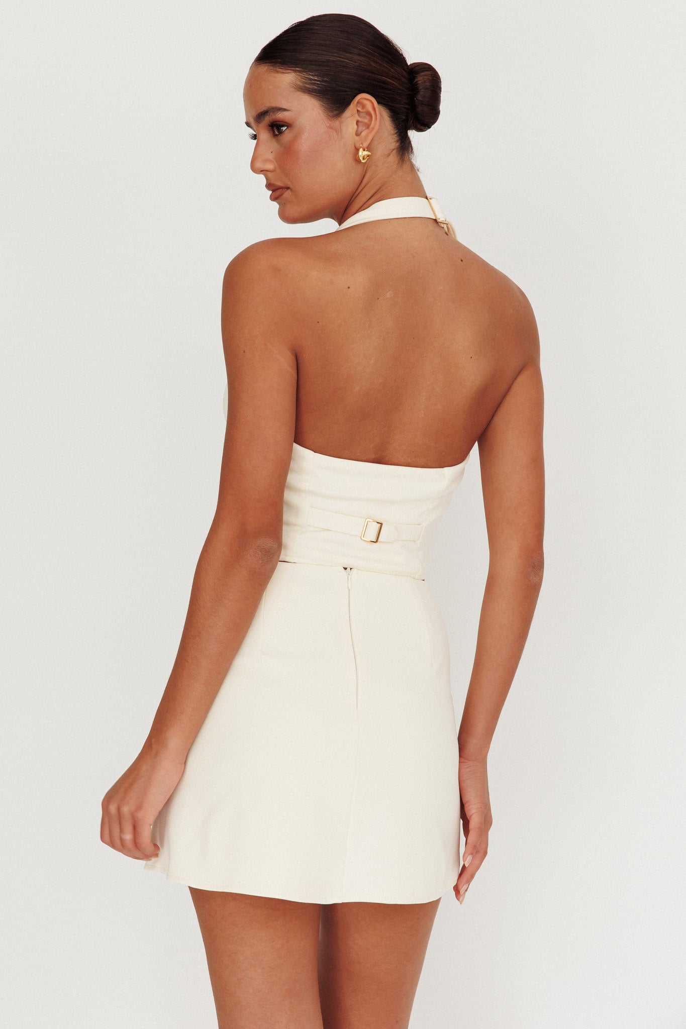 Tammi Fitted A-Line Mini Skirt Oyster by Selfie Leslie