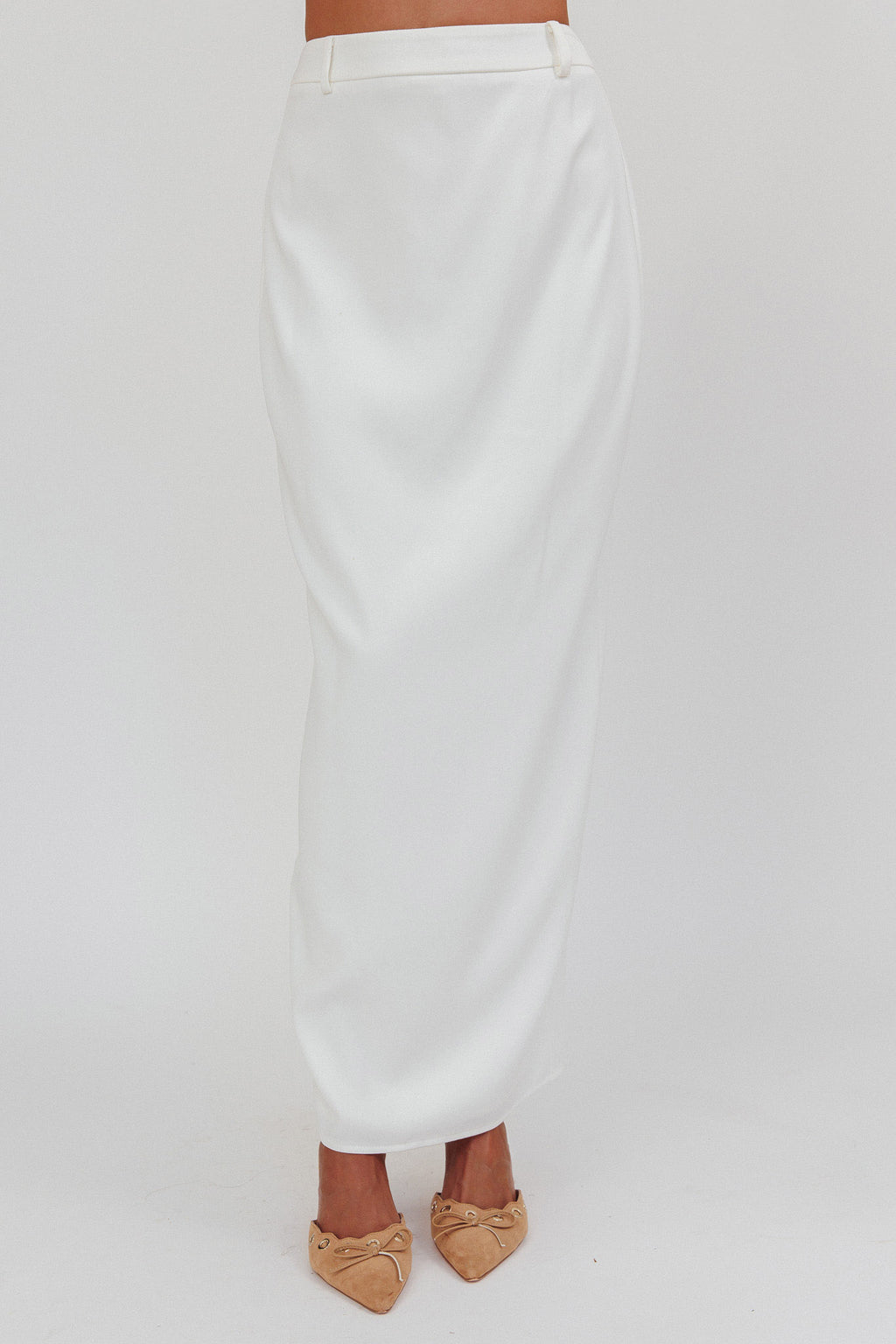 Tammi Faux Pocket Maxi Skirt Off White by Selfie Leslie