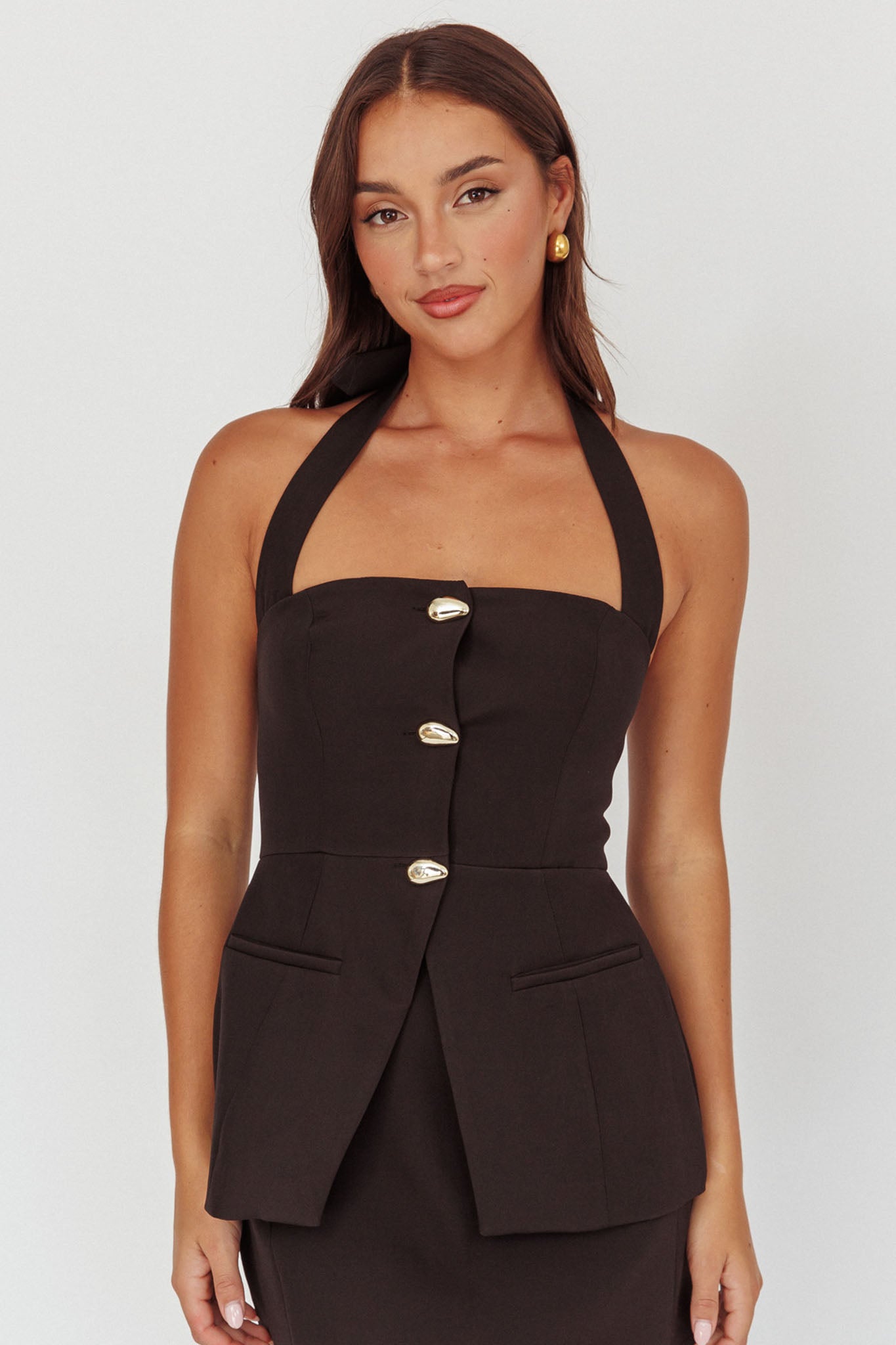 Women's Summer Halter Tie Top - Mock Neck Sleeveless Tunic Blouse For Parties & Casual Wear, Black, Large - View #10