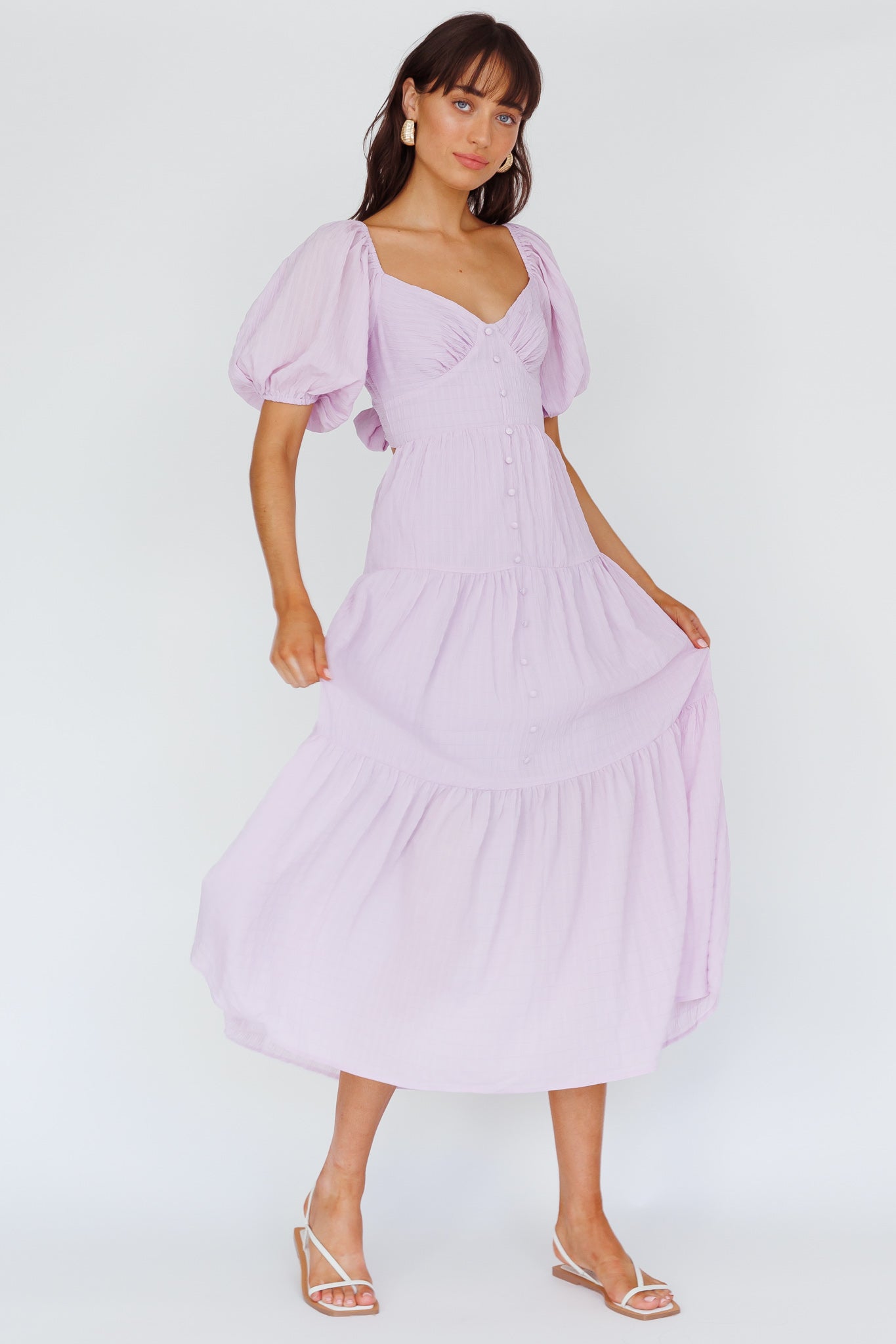 Royce Bow Back Midi Dress Lilac by Selfie Leslie