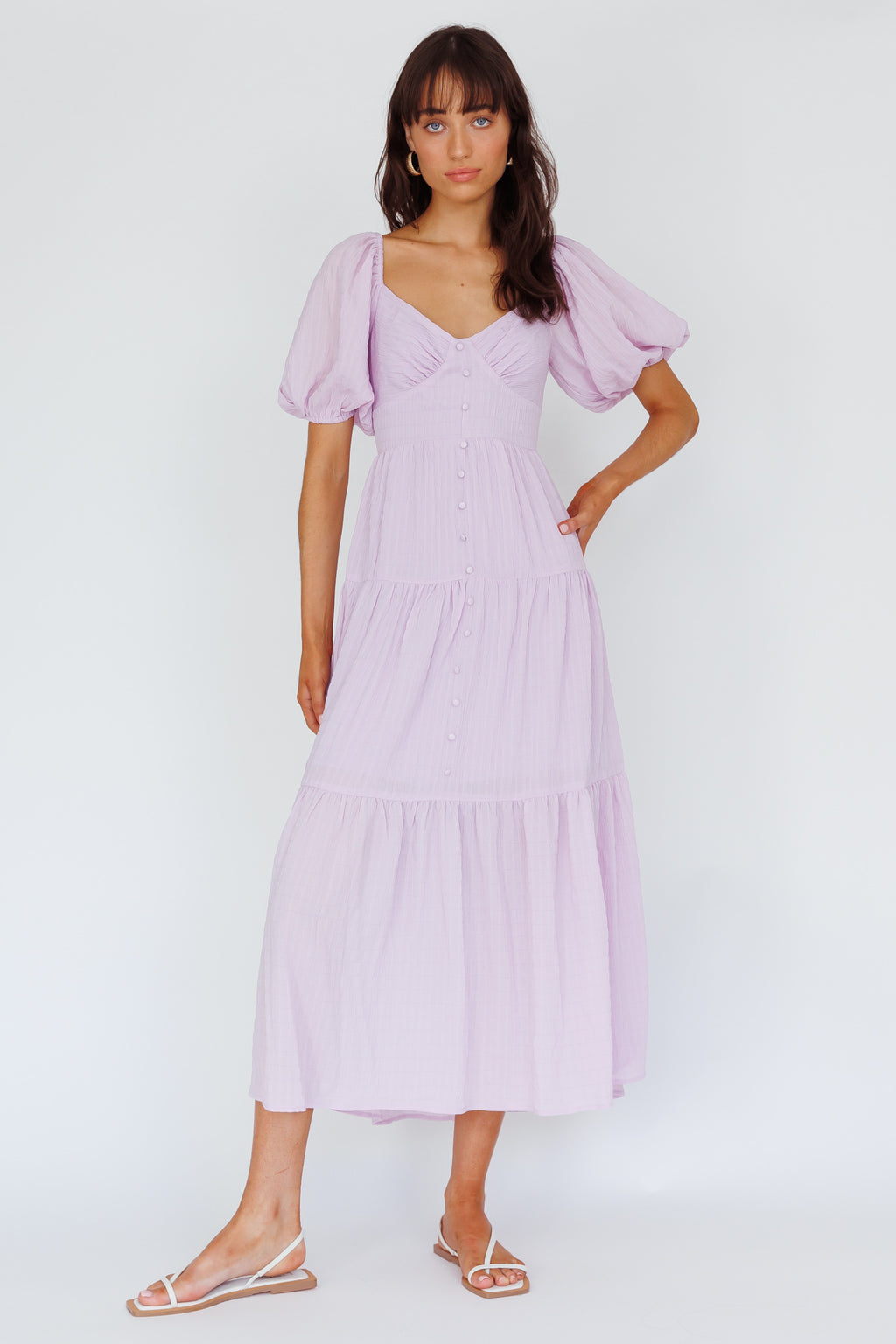 Royce Bow Back Midi Dress Lilac by Selfie Leslie