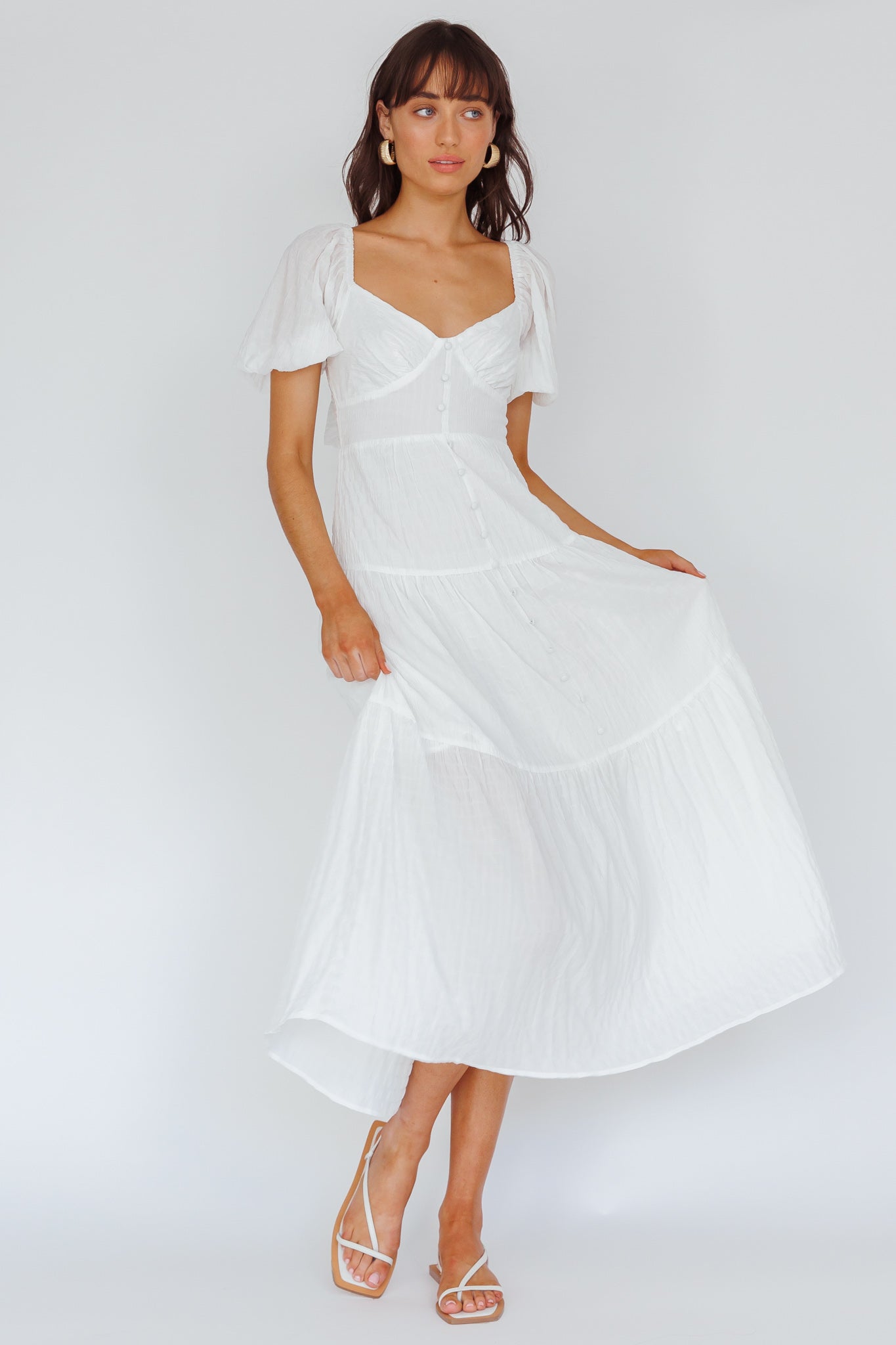 Royce Bow Back Midi Dress White by Selfie Leslie