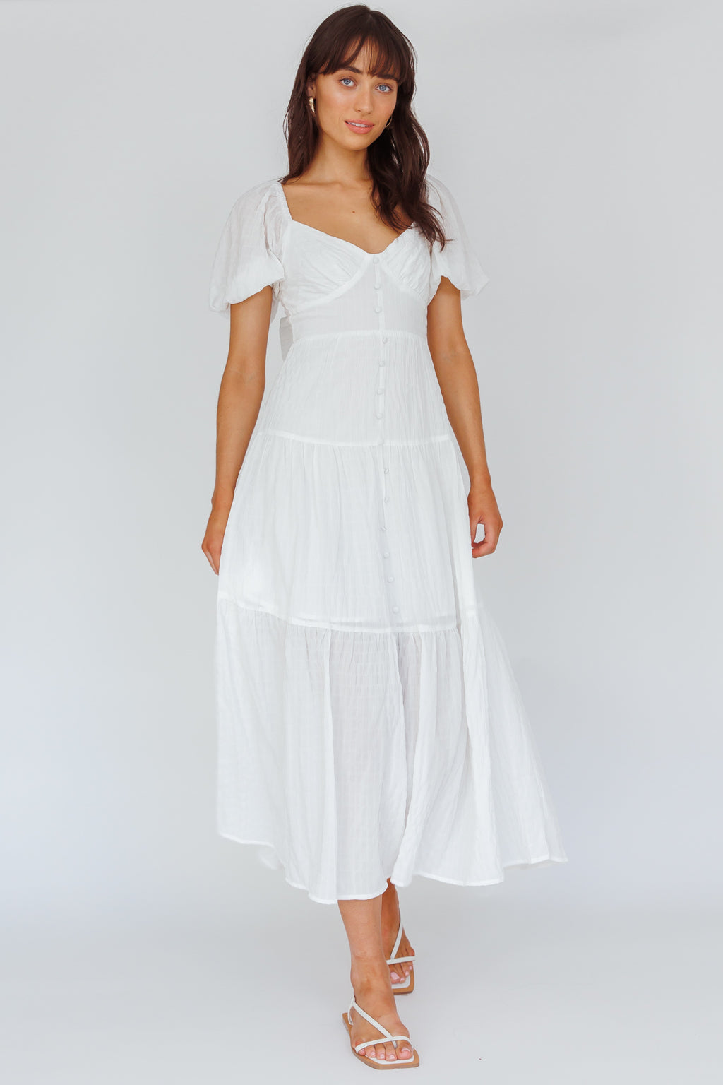 Royce Bow Back Midi Dress White by Selfie Leslie