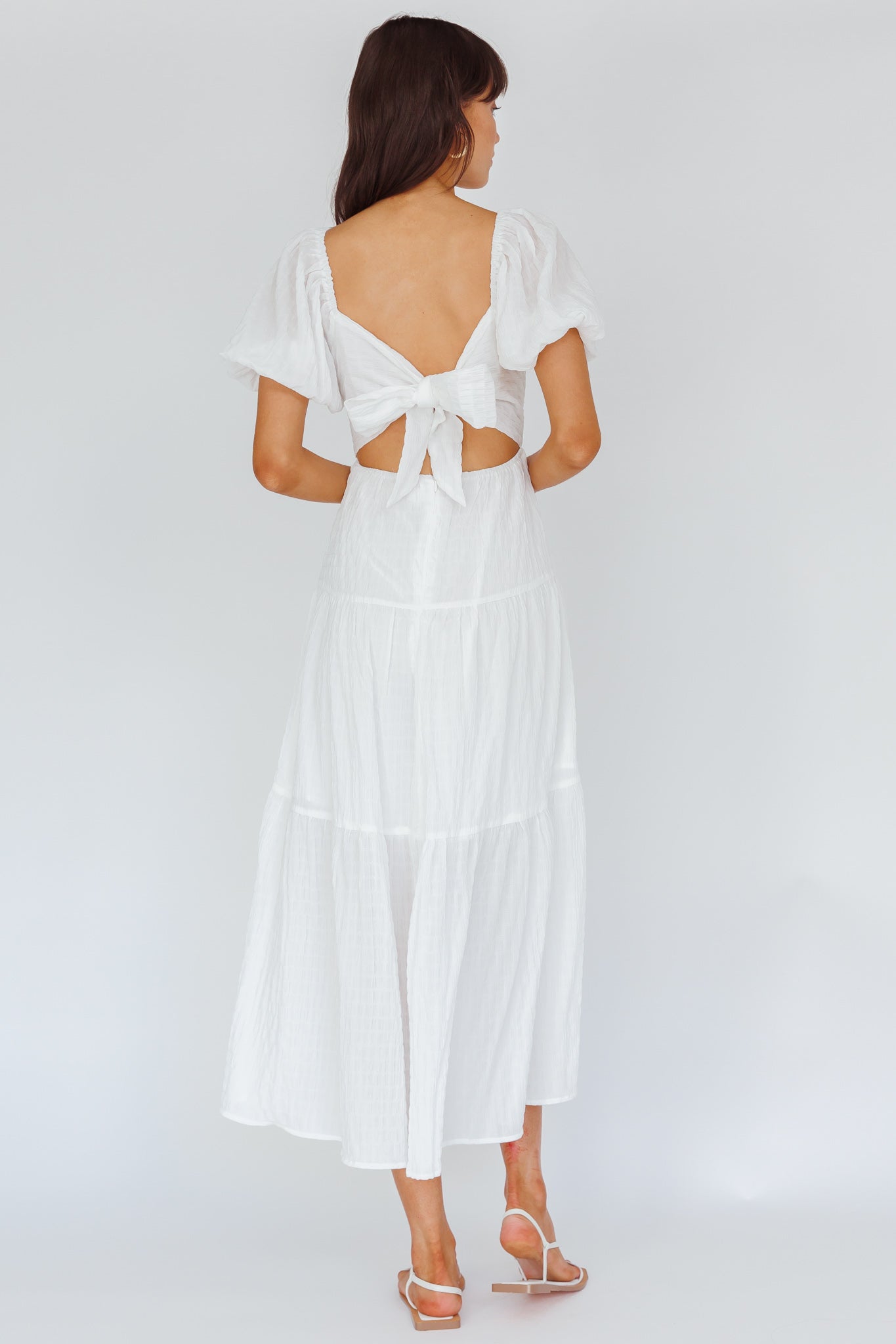 Royce Bow Back Midi Dress White by Selfie Leslie
