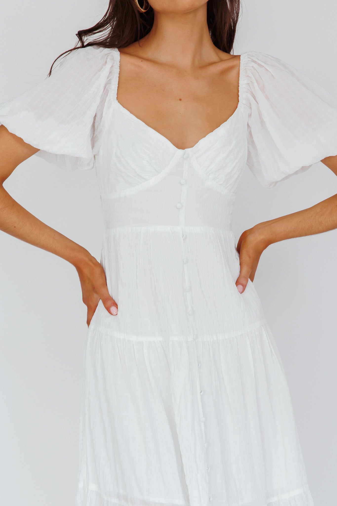 Royce Bow Back Midi Dress White by Selfie Leslie