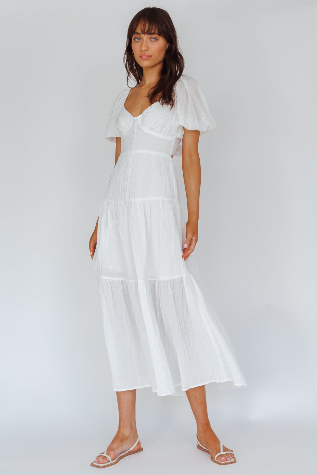 Royce Bow Back Midi Dress White by Selfie Leslie
