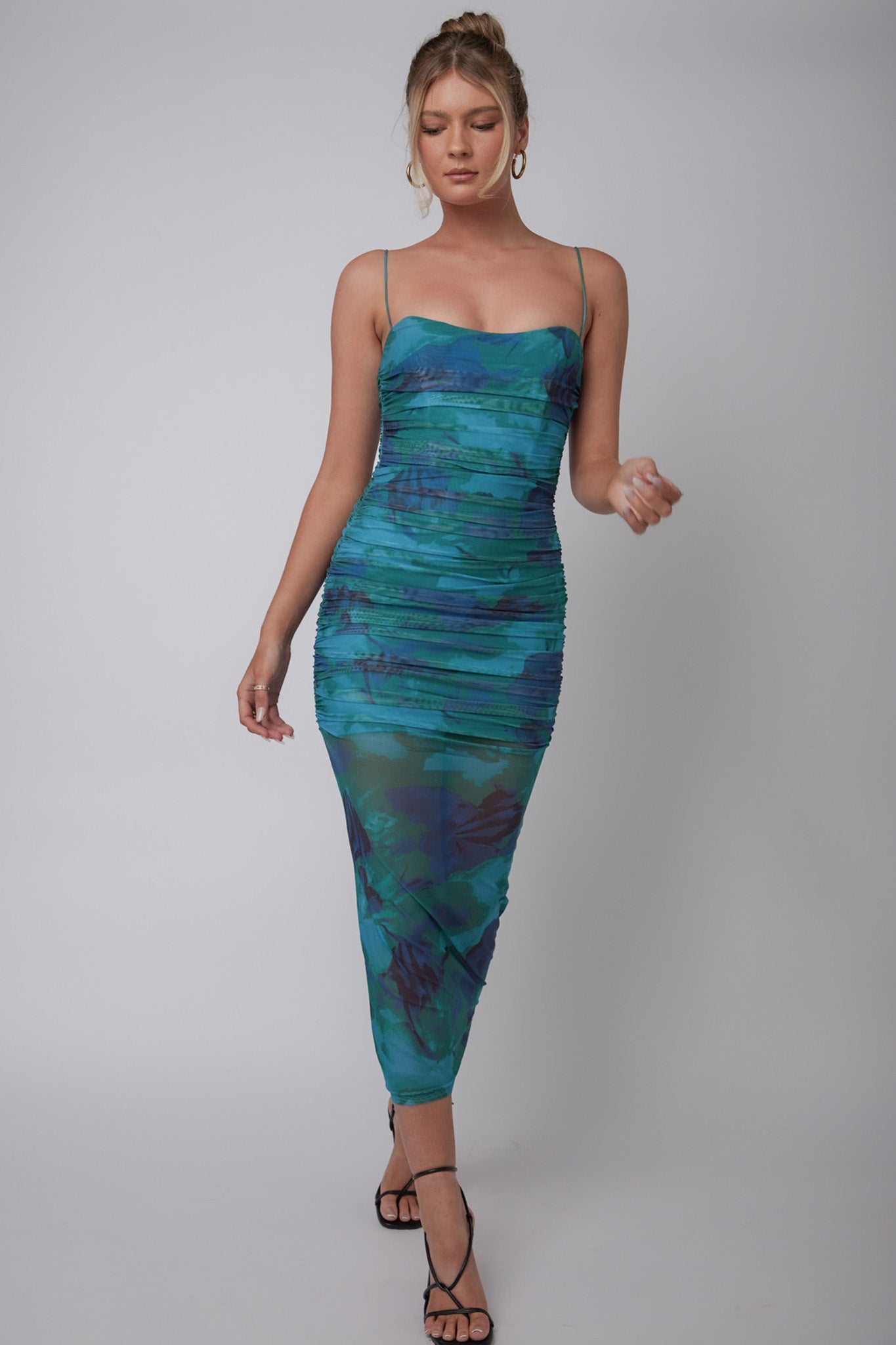 Logan Cami Strap Midi Dress Floral Green by Selfie Leslie