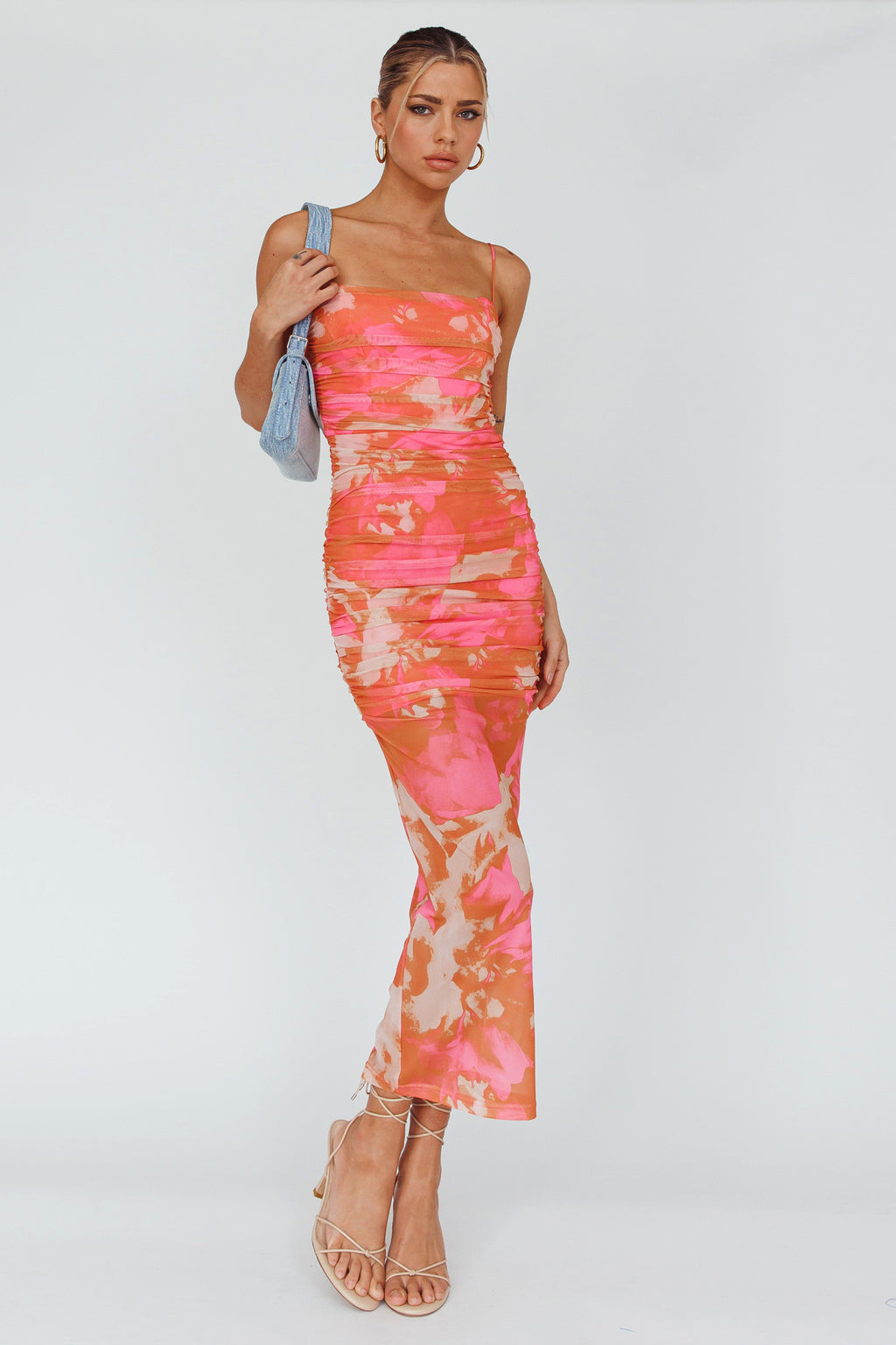 Logan Cami Strap Midi Dress Floral Pink by Selfie Leslie