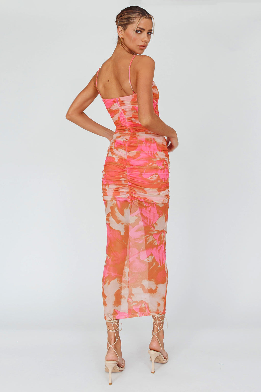 Logan Cami Strap Midi Dress Floral Pink by Selfie Leslie