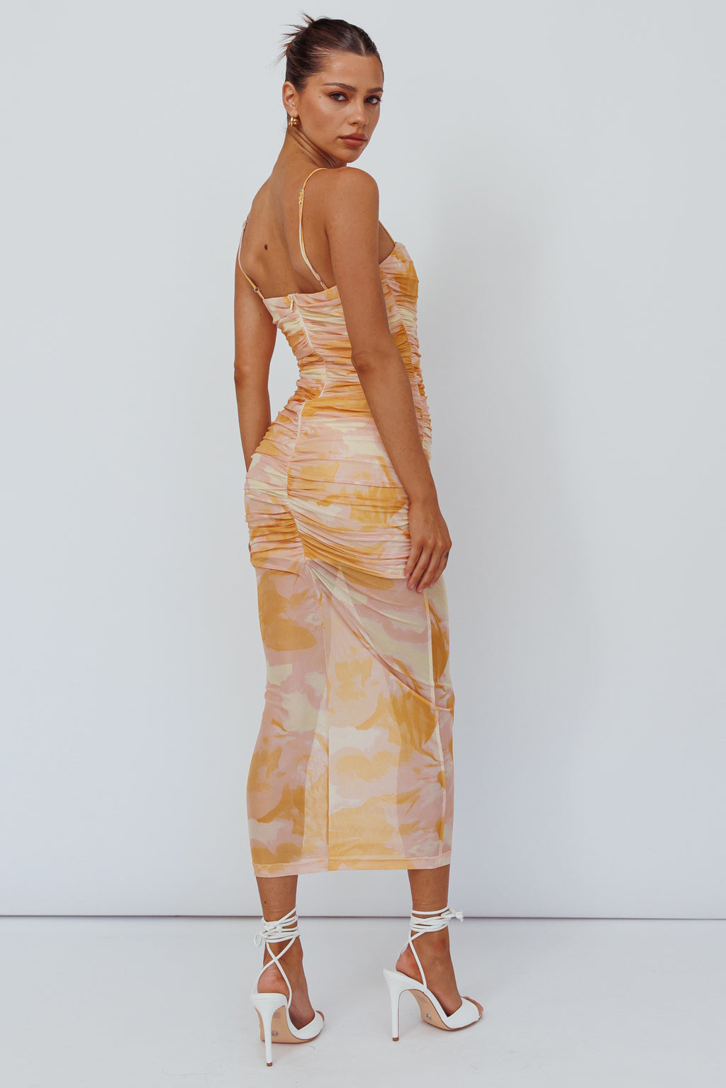 Logan Cami Strap Midi Dress Floral Yellow by Selfie Leslie