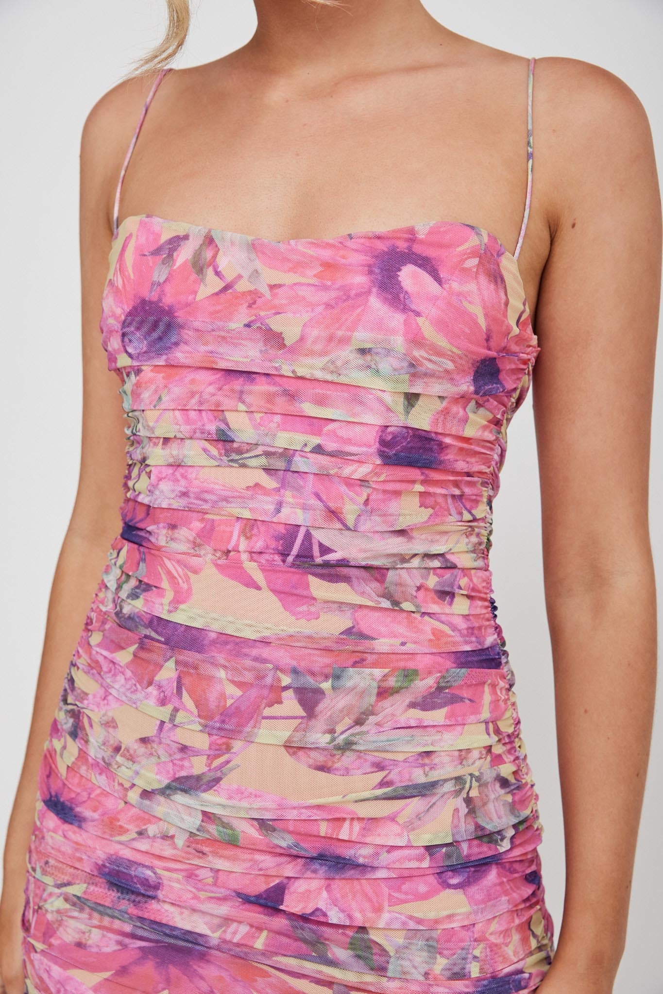 Logan Cami Strap Midi Dress Flower Pink by Selfie Leslie