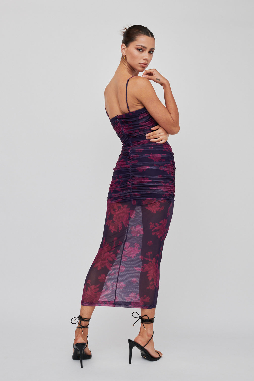 Logan Cami Strap Midi Dress Flower Grape by Selfie Leslie