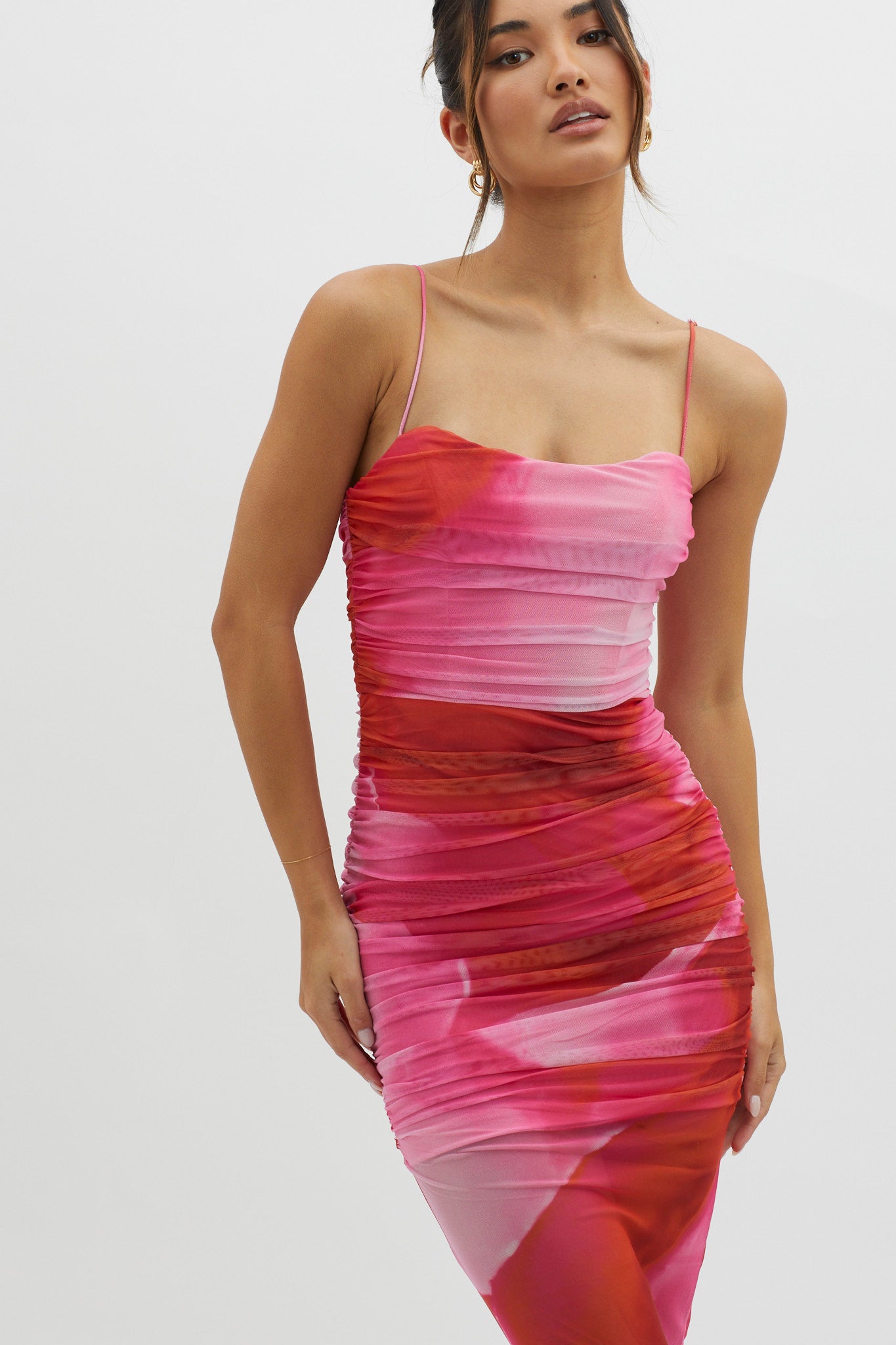 Logan Cami Strap Midi Dress Abstract Pink by Selfie Leslie