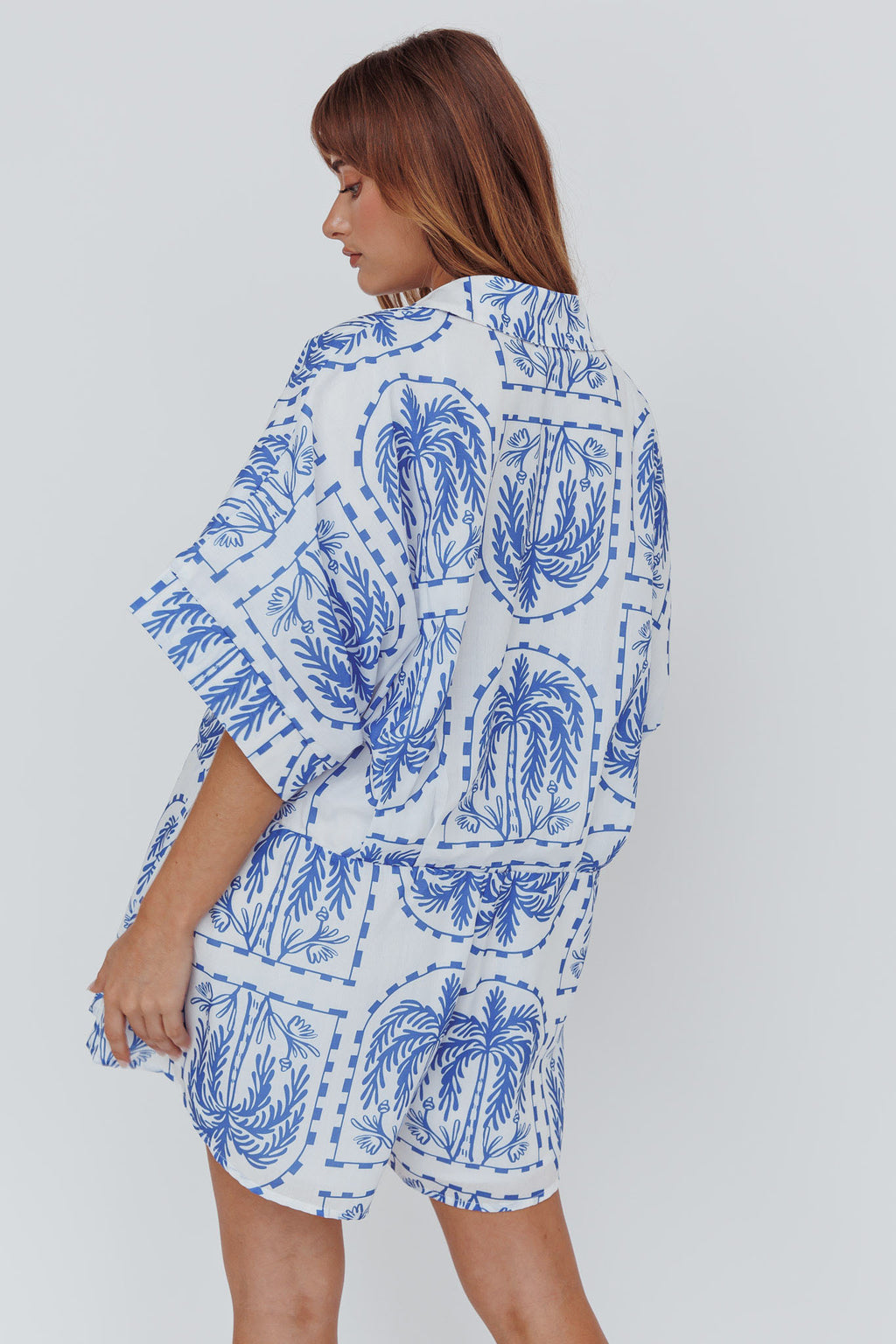 Daytona Beach Button-Up Romper Print Blue by Selfie Leslie