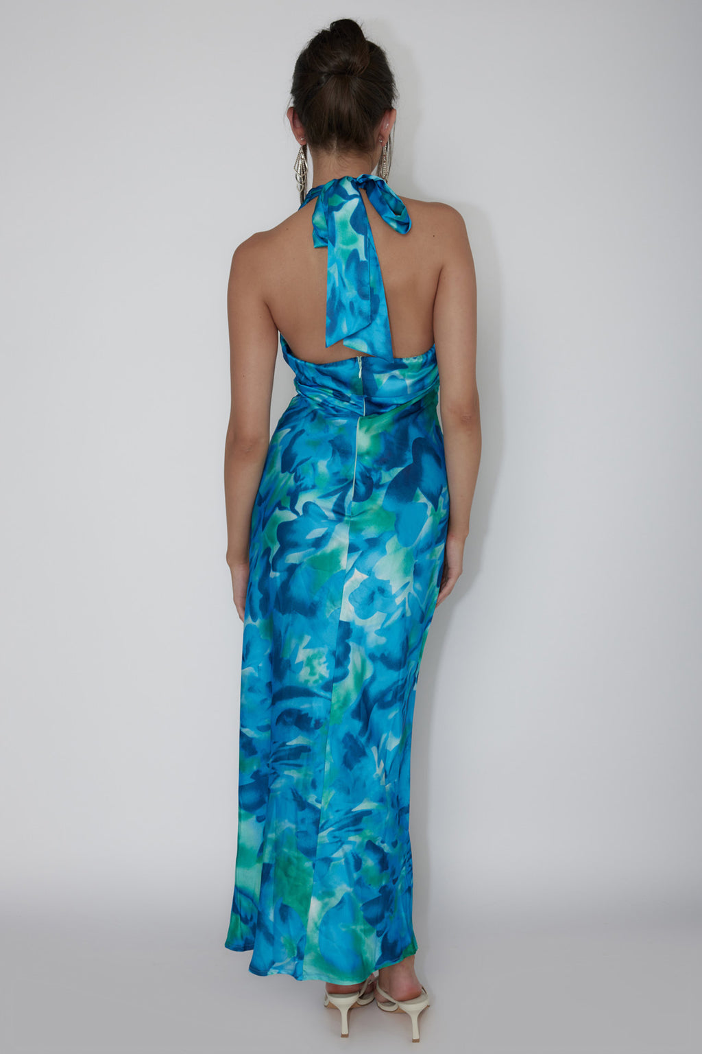 Martia Halterneck Maxi Dress Floral Green by Selfie Leslie