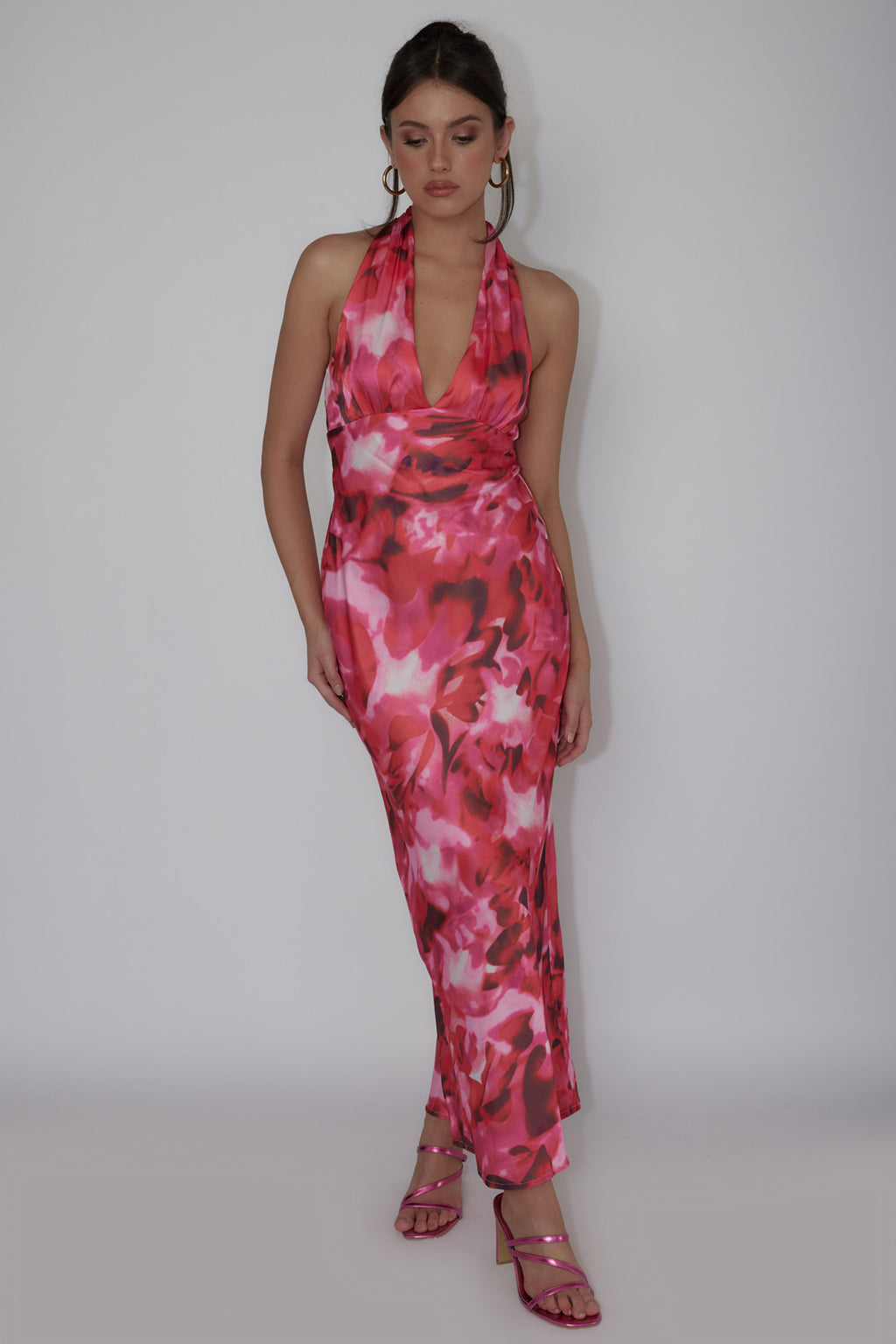 Modern Muses Halterneck Maxi Dress Floral Pink by Selfie Leslie