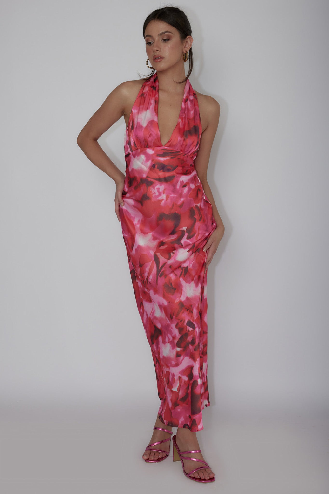 Modern Muses Halterneck Maxi Dress Floral Pink by Selfie Leslie