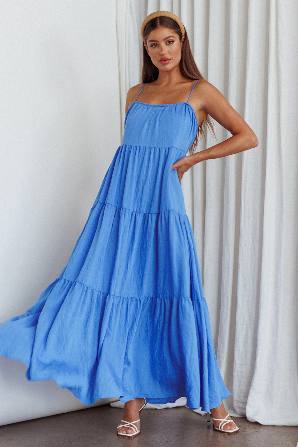 Bora Bora Tied Back Maxi Dress Blue by Selfie Leslie