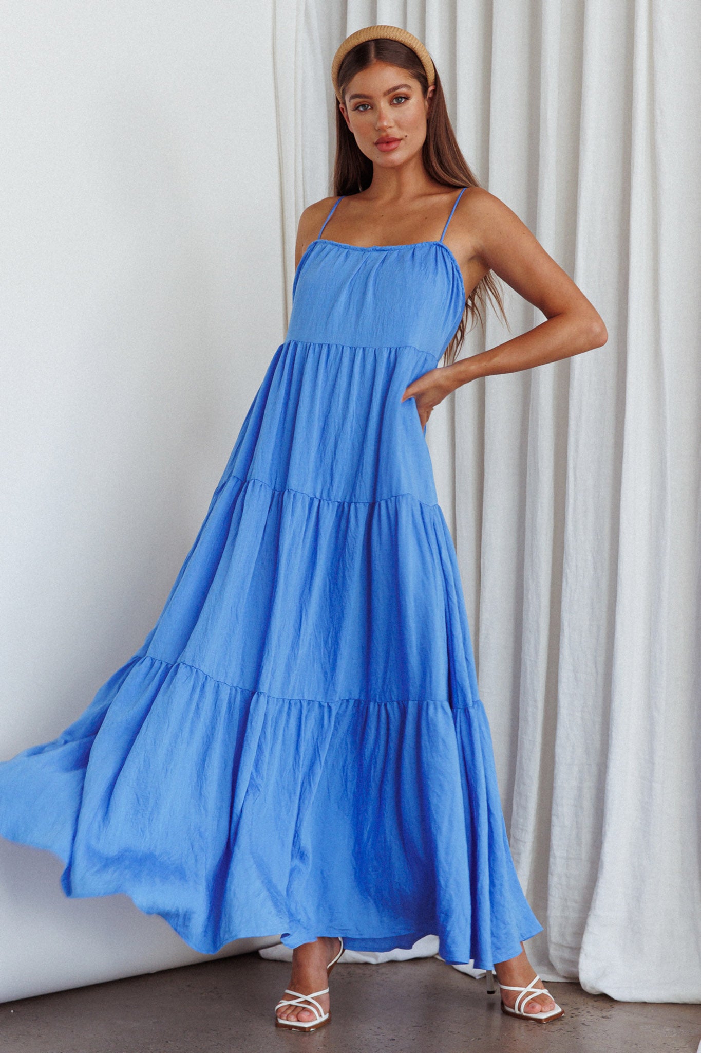Bora Bora Tied Back Maxi Dress Blue by Selfie Leslie