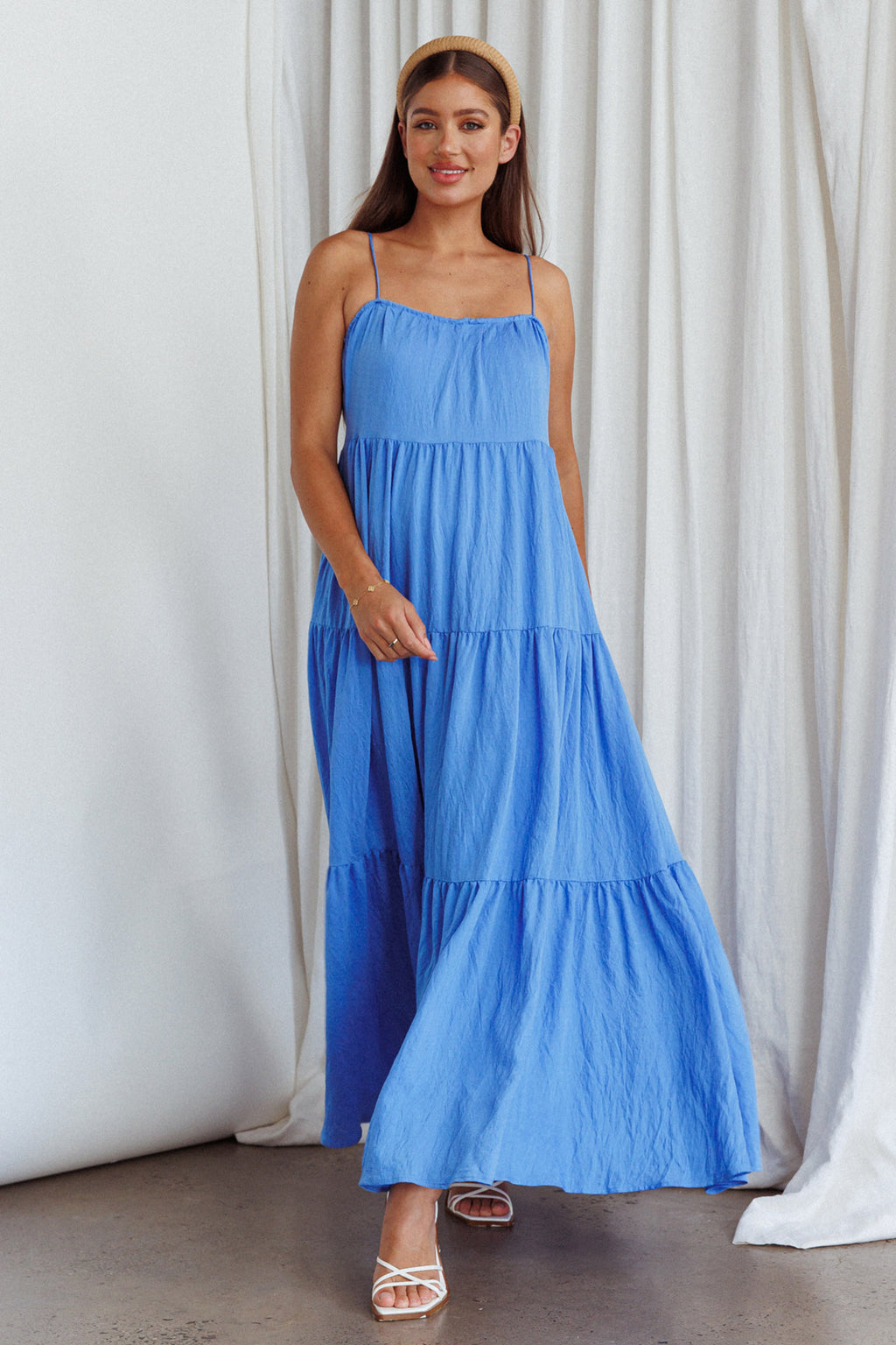Bora Bora Tied Back Maxi Dress Blue by Selfie Leslie