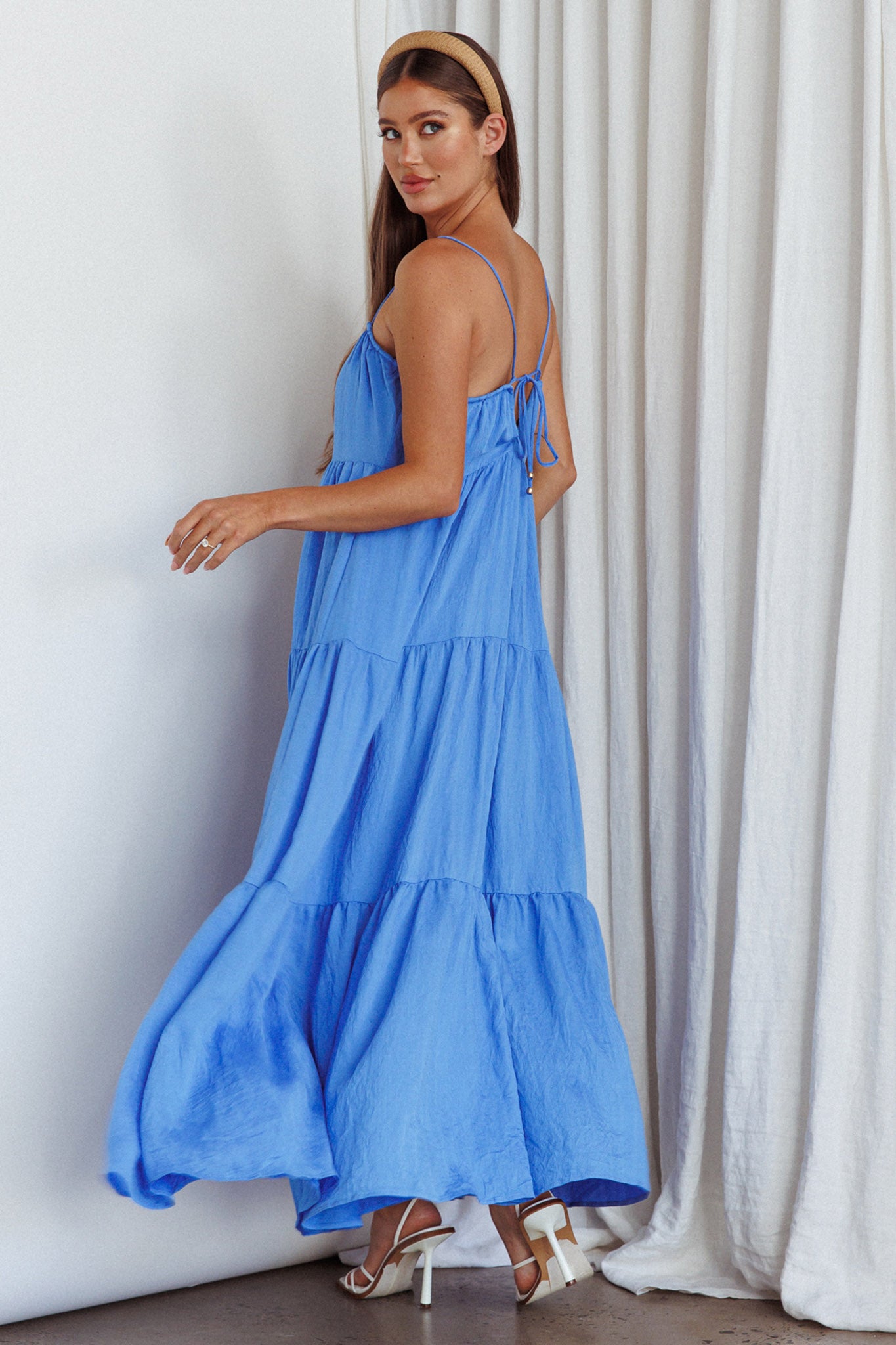Bora Bora Tied Back Maxi Dress Blue by Selfie Leslie