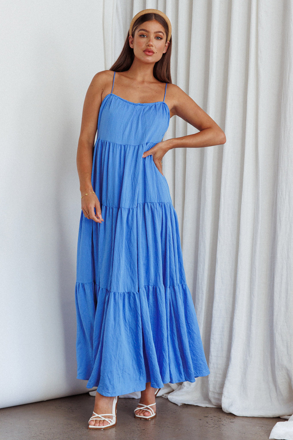 Bora Bora Tied Back Maxi Dress Blue by Selfie Leslie