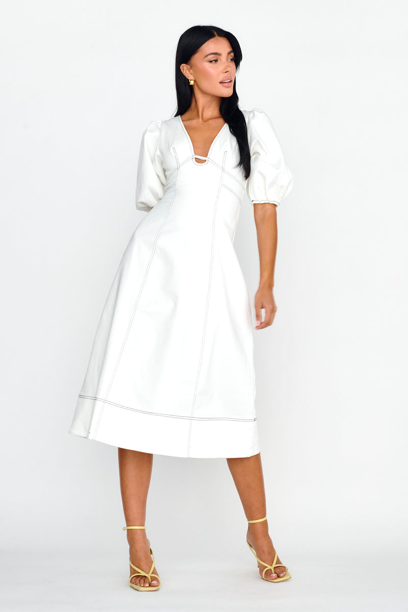 Elias Puff Sleeve Midi Dress Blush