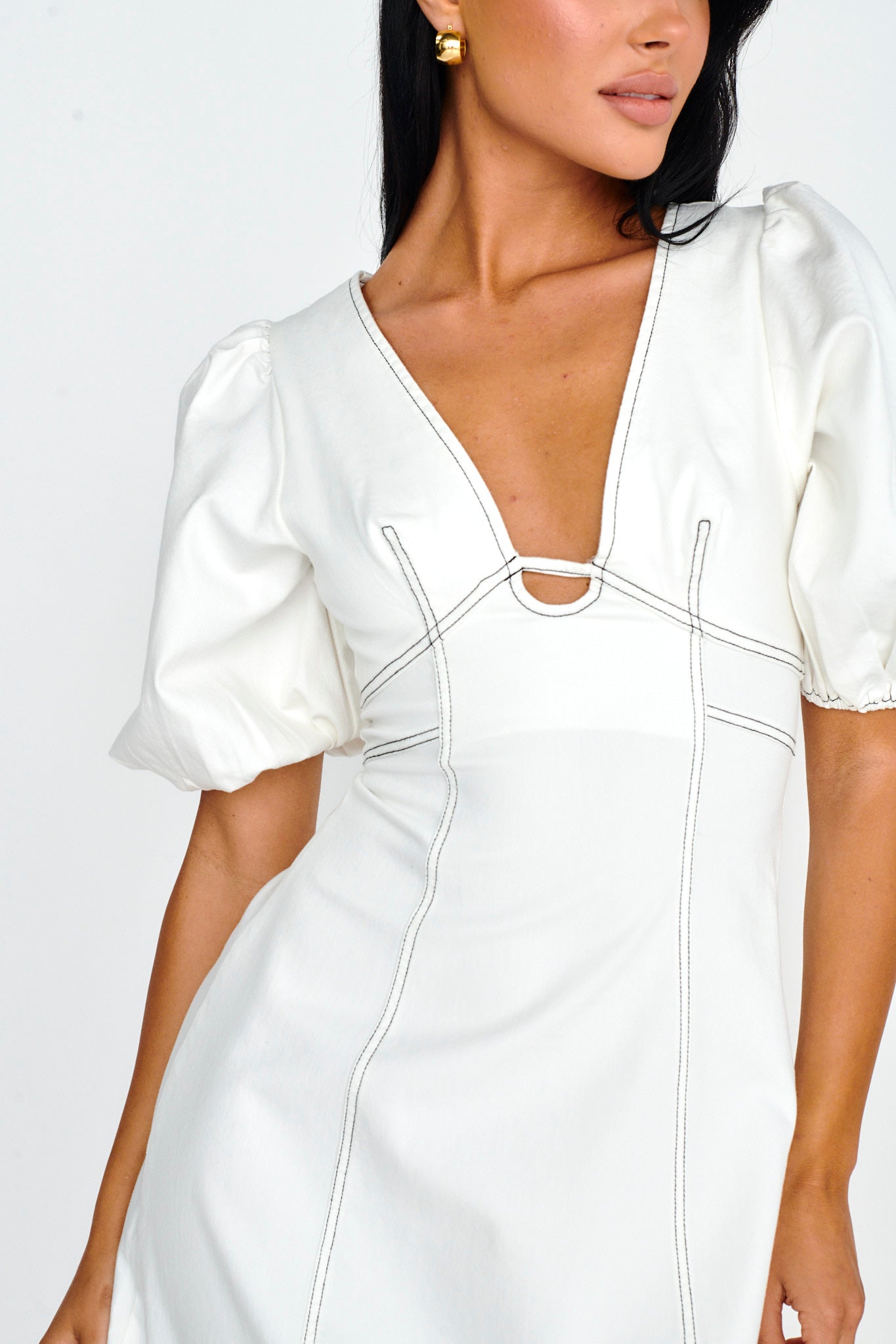 Elias Puff Sleeve Midi Dress White by Selfie Leslie