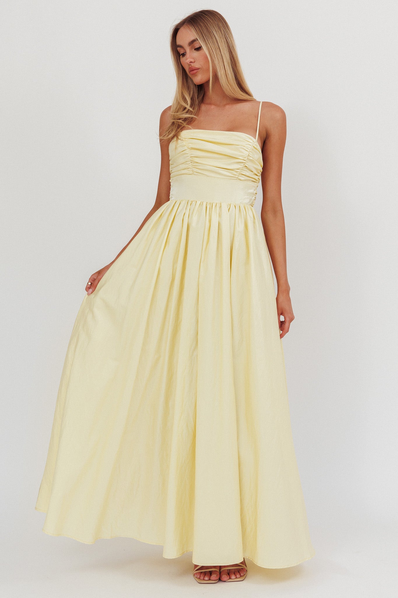 Love Songs Back Bow Maxi Dress Butter by Selfie Leslie