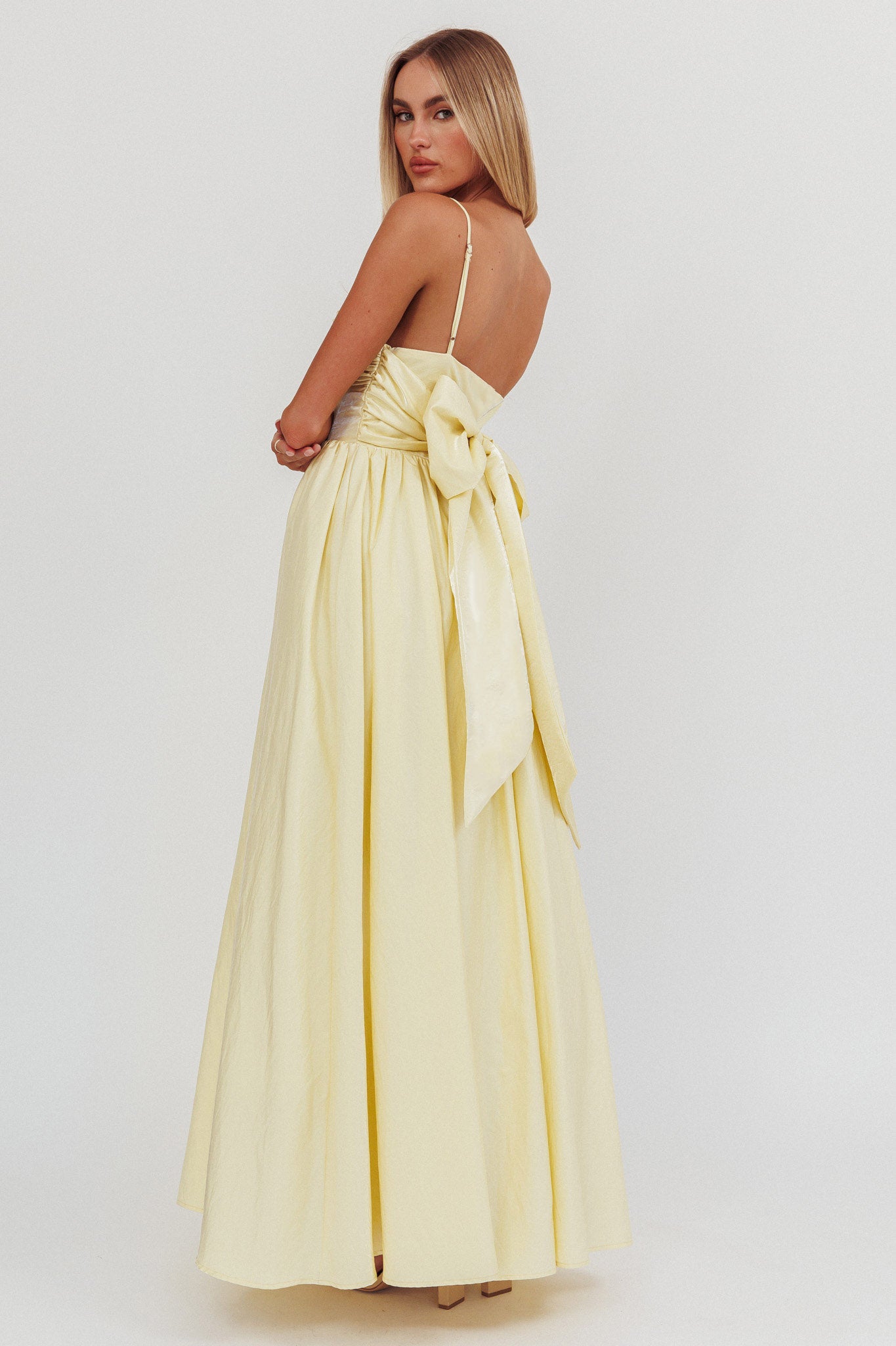 back bow maxi dress Love Songs Back Bow Maxi Dress Butter
