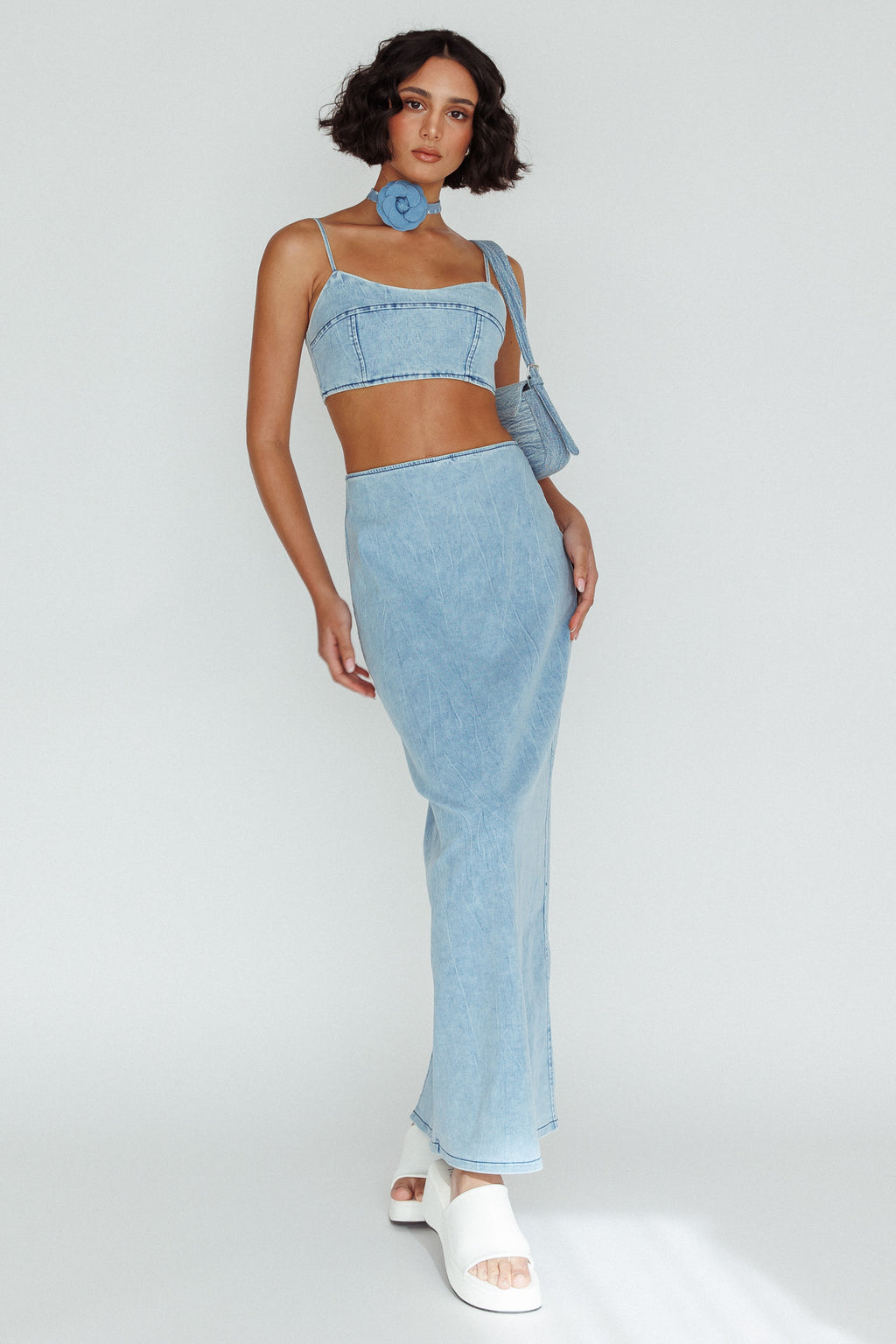 The Moment Maxi Skirt Denim by Selfie Leslie