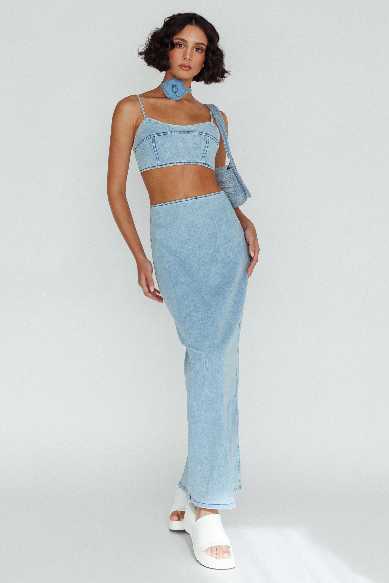 The Moment Maxi Skirt Denim by Selfie Leslie