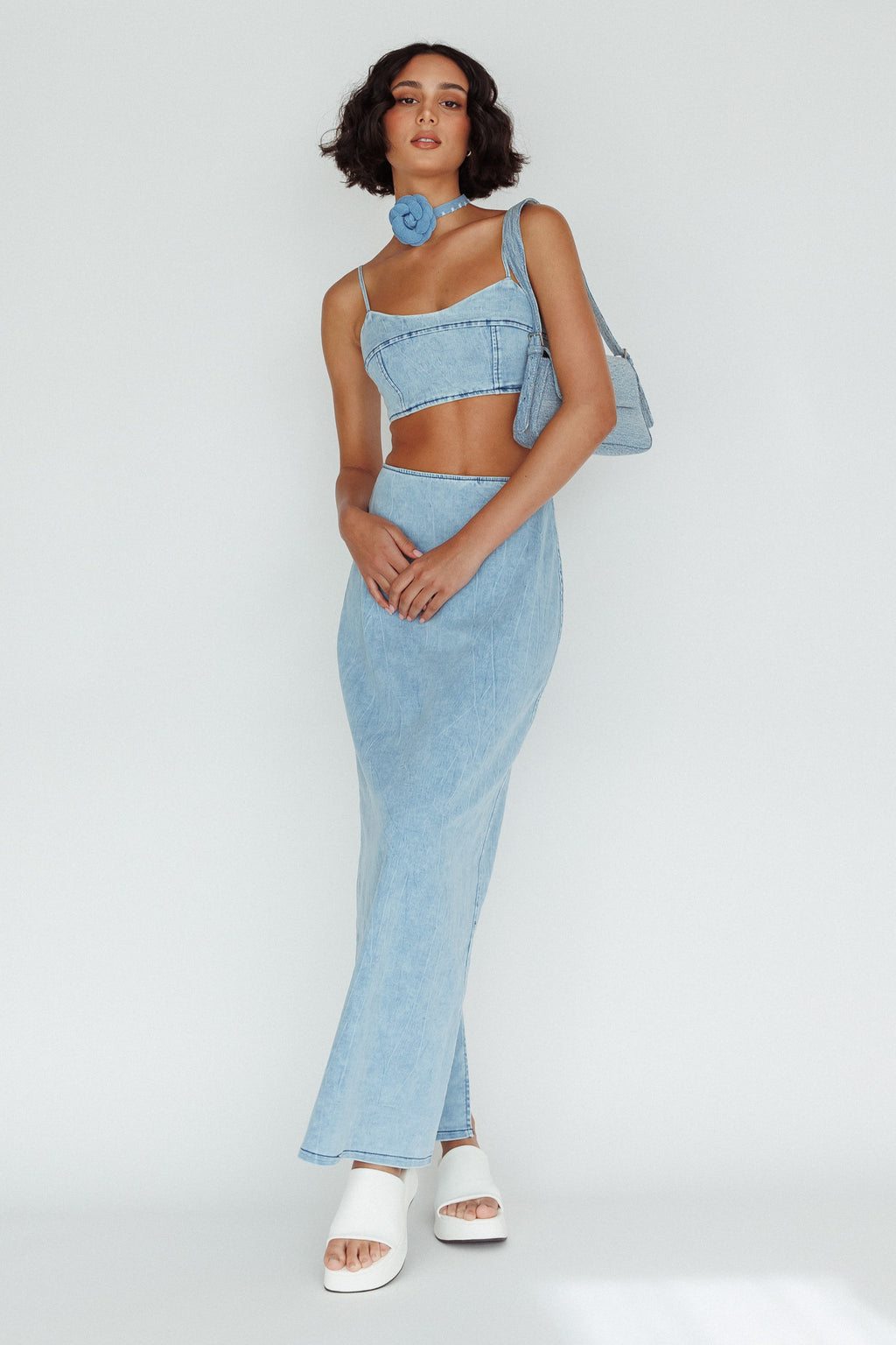 The Moment Maxi Skirt Denim by Selfie Leslie