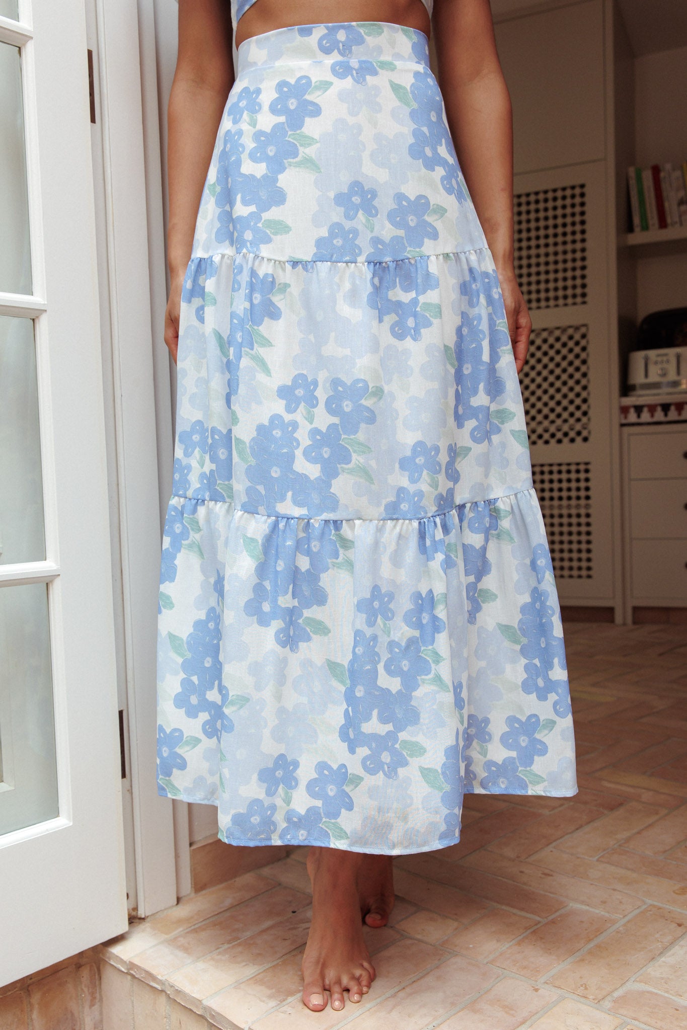 The Moment Maxi Skirt Floral Blue by Selfie Leslie