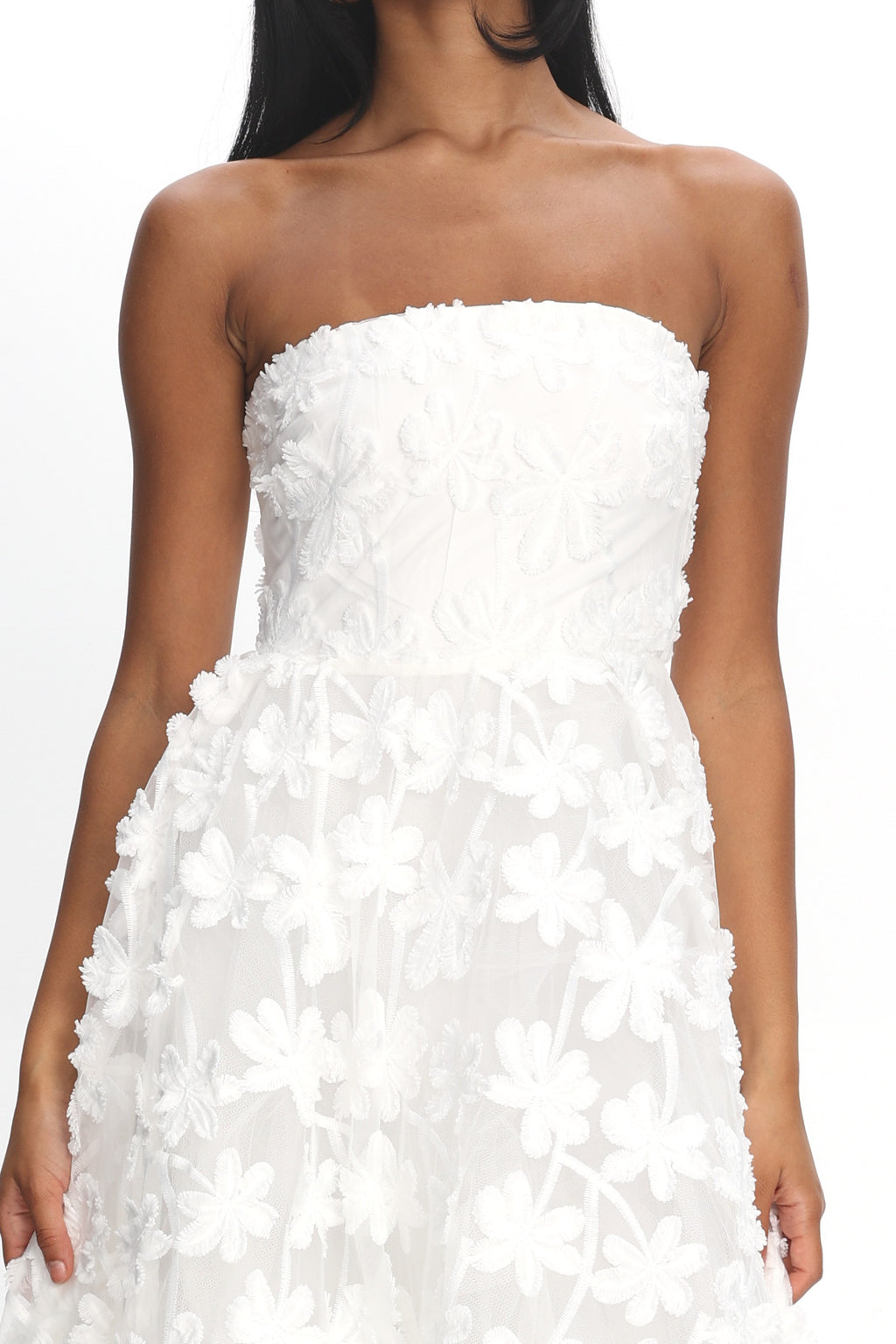 Dori Floral Embellished Midi Dress White