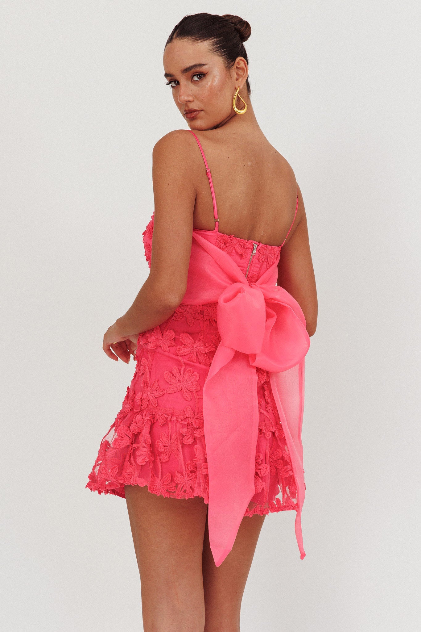 Dori Embellished Mini Dress Palm Tree Pink by Selfie Leslie