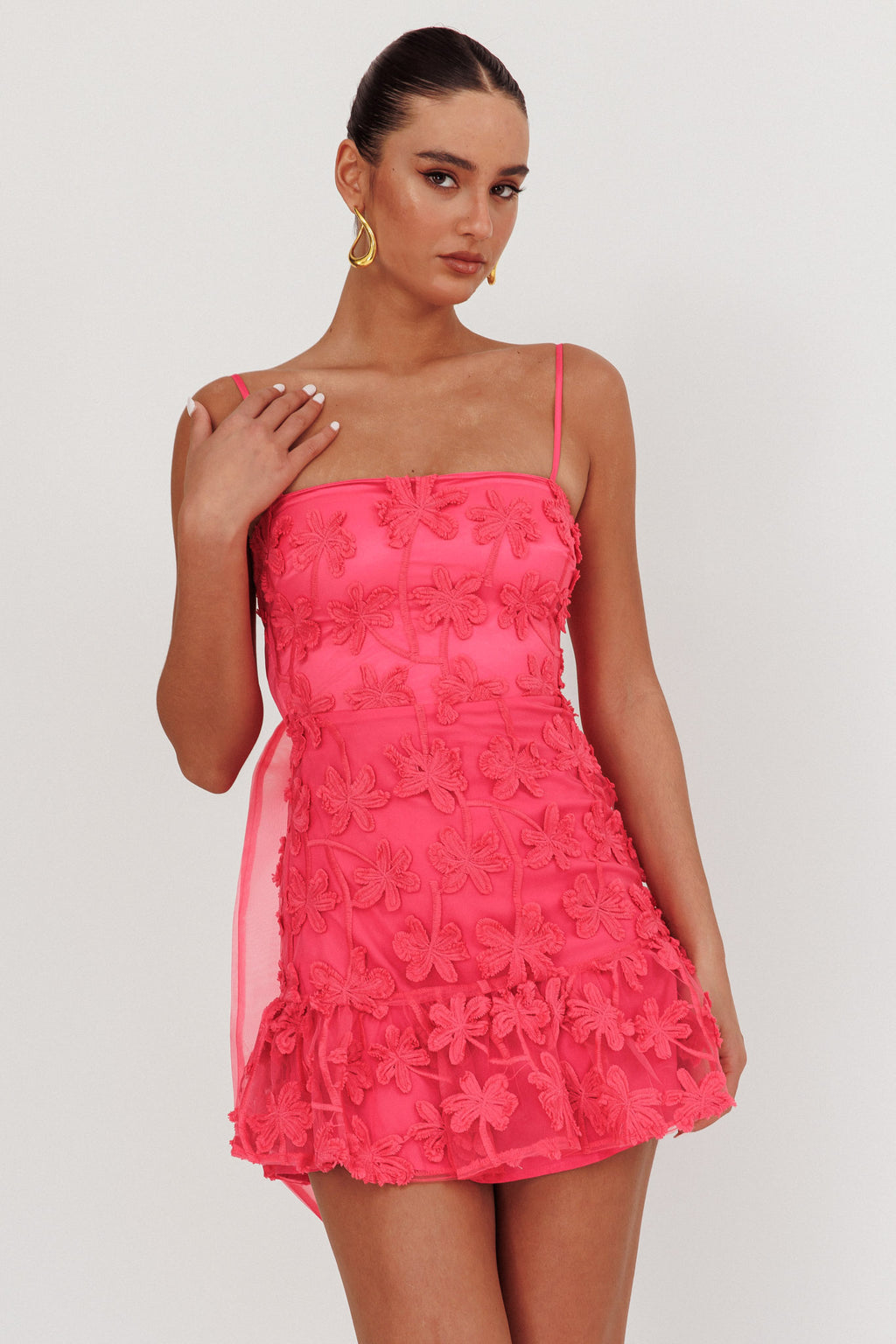 Dori Embellished Mini Dress Palm Tree Pink by Selfie Leslie