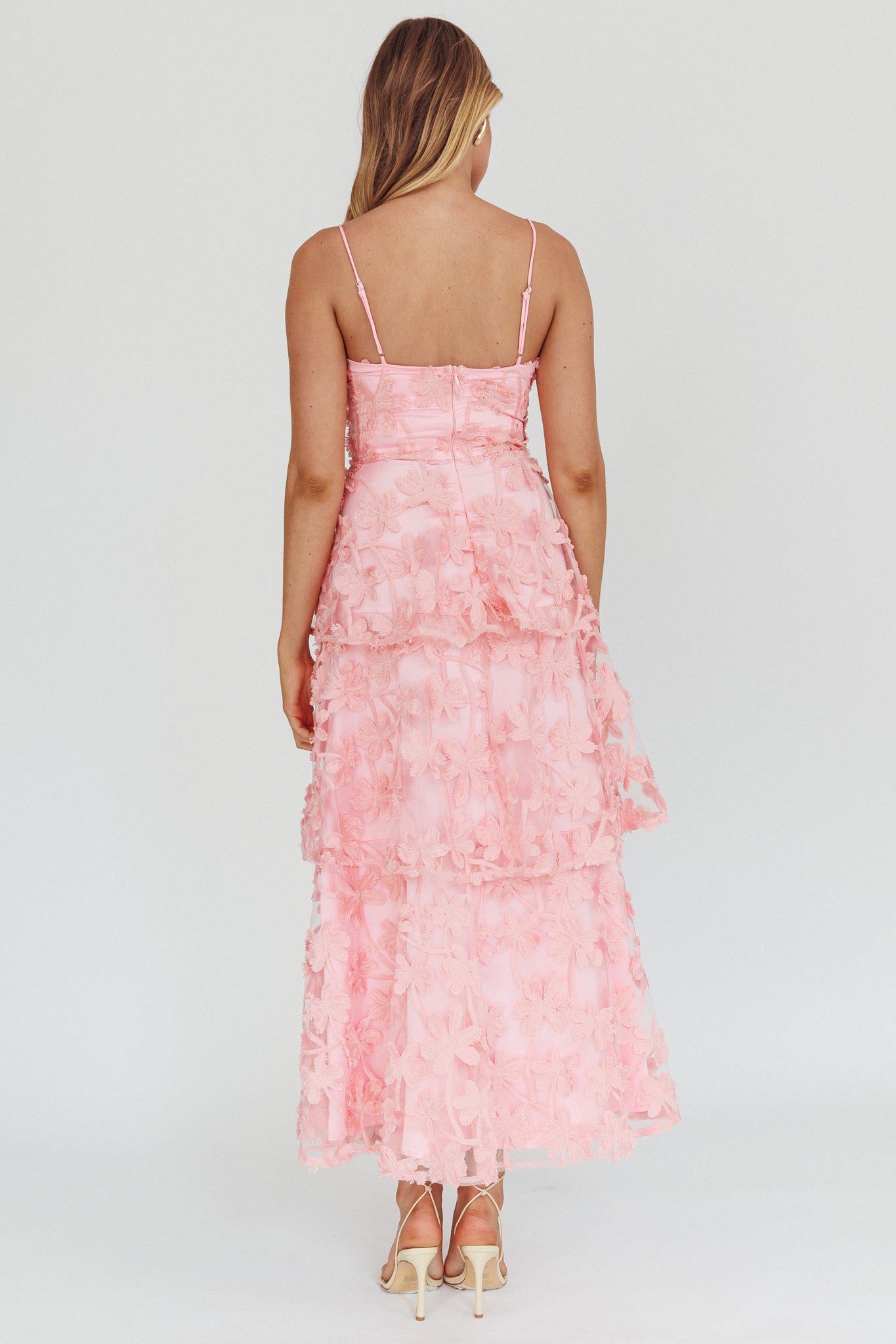 Dori Floral Embellished Maxi Dress Blush by Selfie Leslie