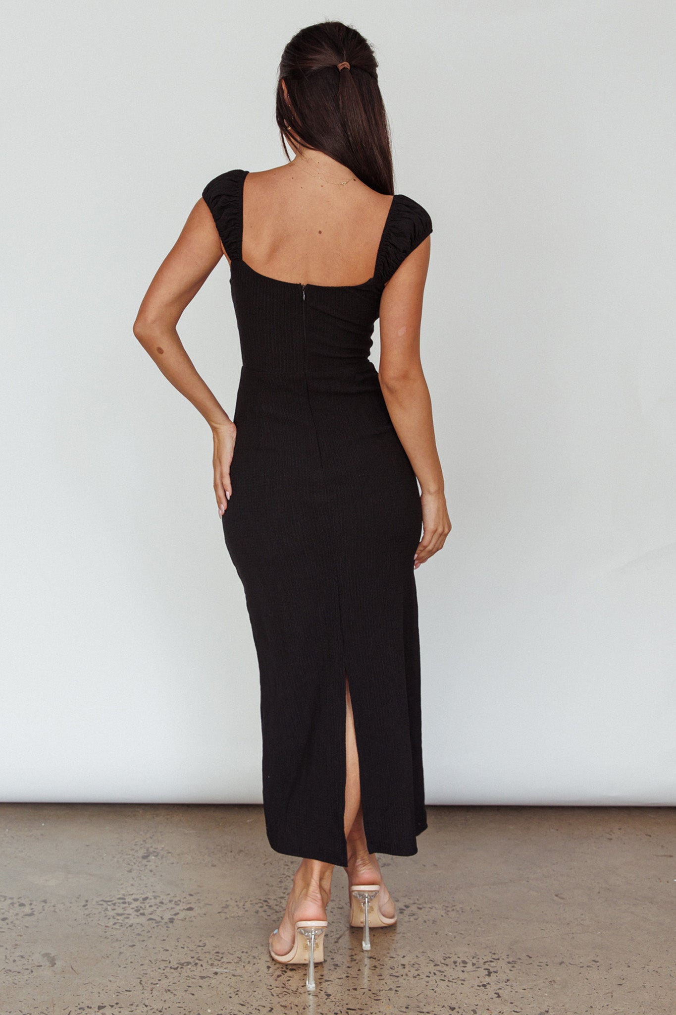 Iconic Cut-Out Bodice Midi Dress Black by Selfie Leslie
