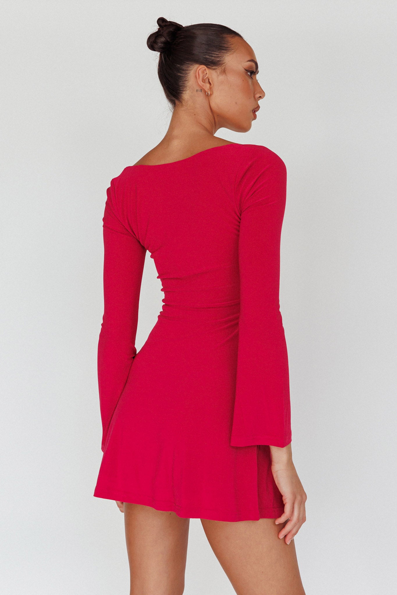Kaleidoscope Drawstring Bust Mini Dress Plum by Selfie Leslie