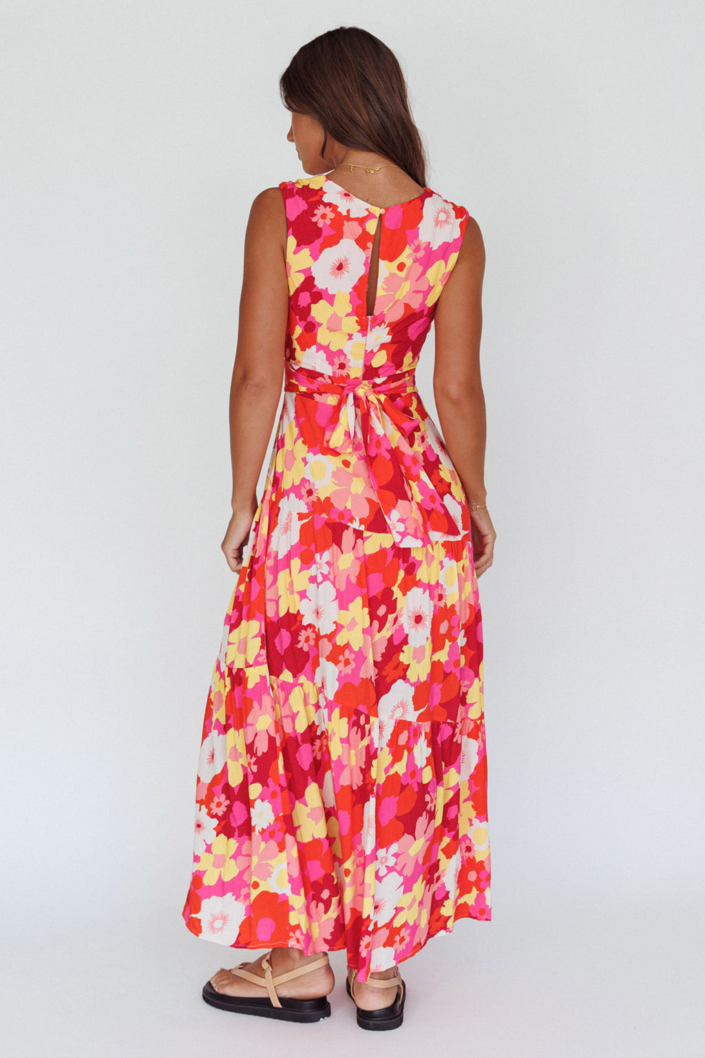 Shaniqua Cut-Out Sleeveless Midi Dress Floral Pink by Selfie Leslie