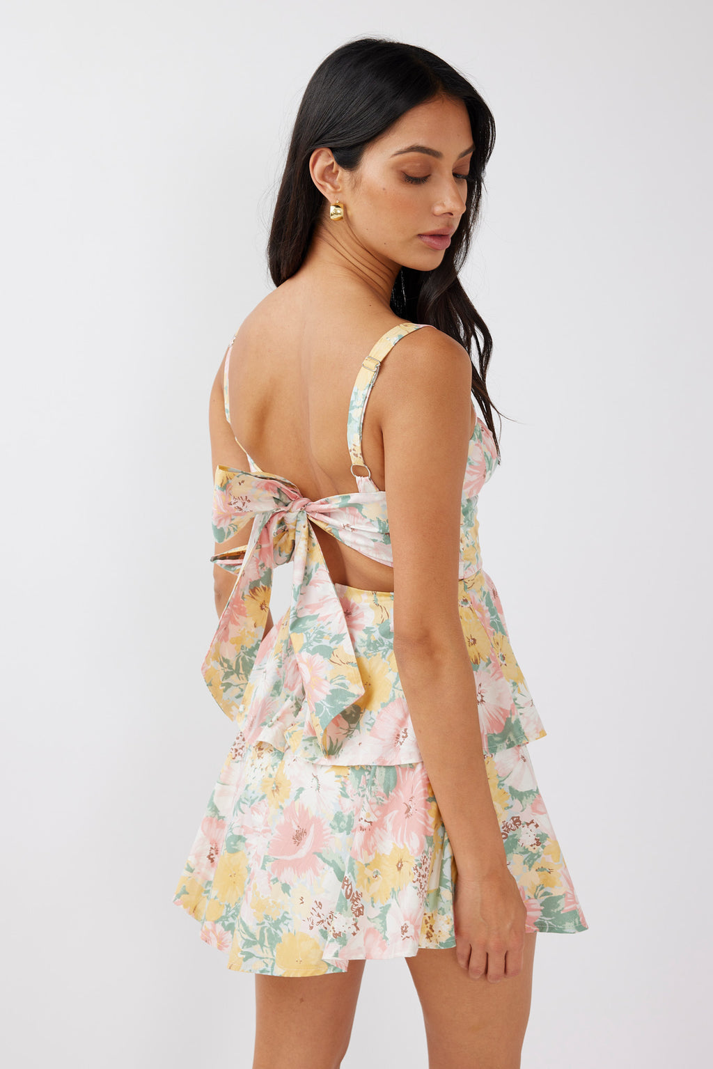 Provence Bloom Tiered Mini Dress Multi Blush by Selfie Leslie